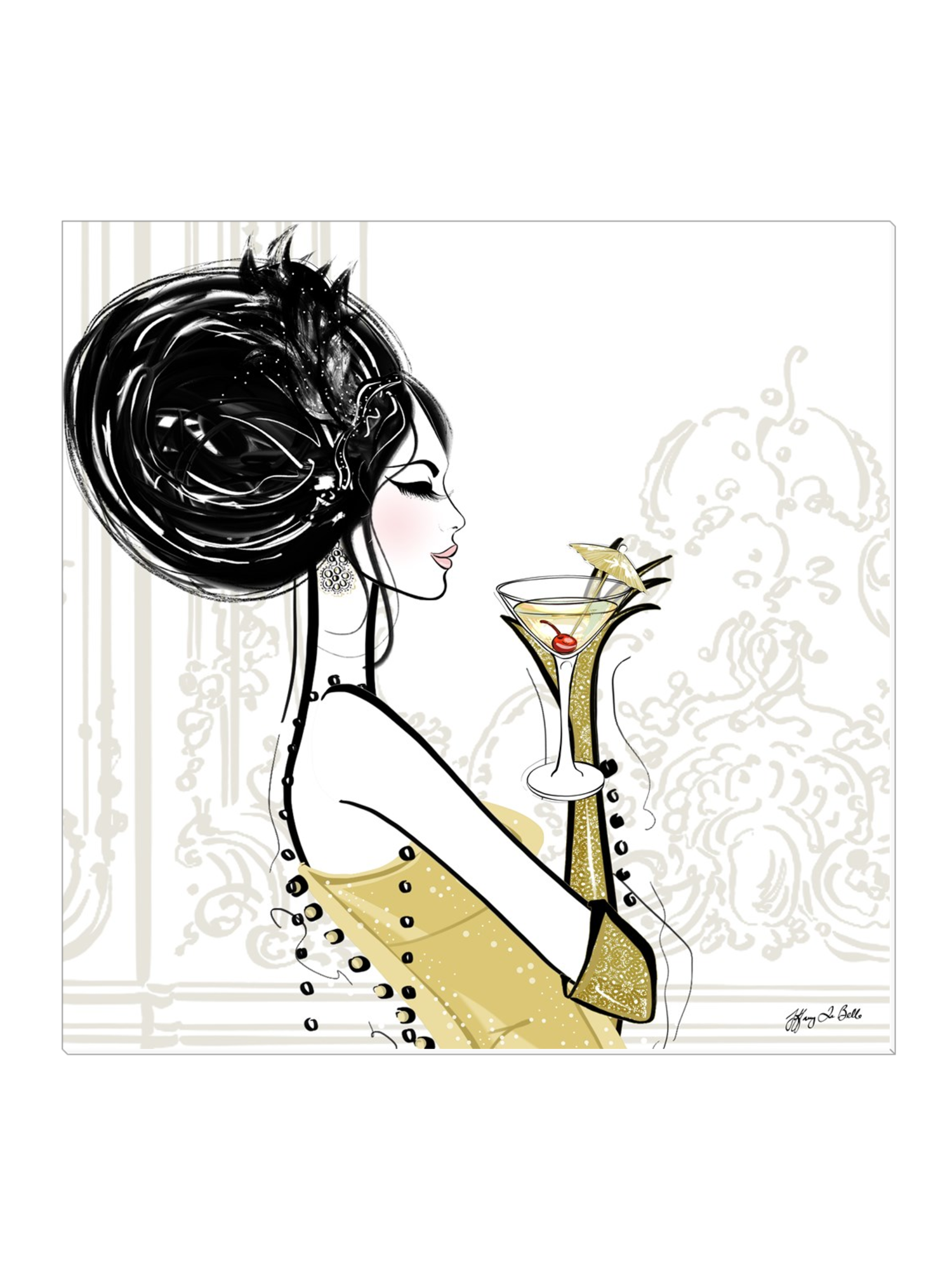 Cocktail Hour - Illustration - Canvas Gallery Print - Unframed or Framed - Tiffany La Belle
