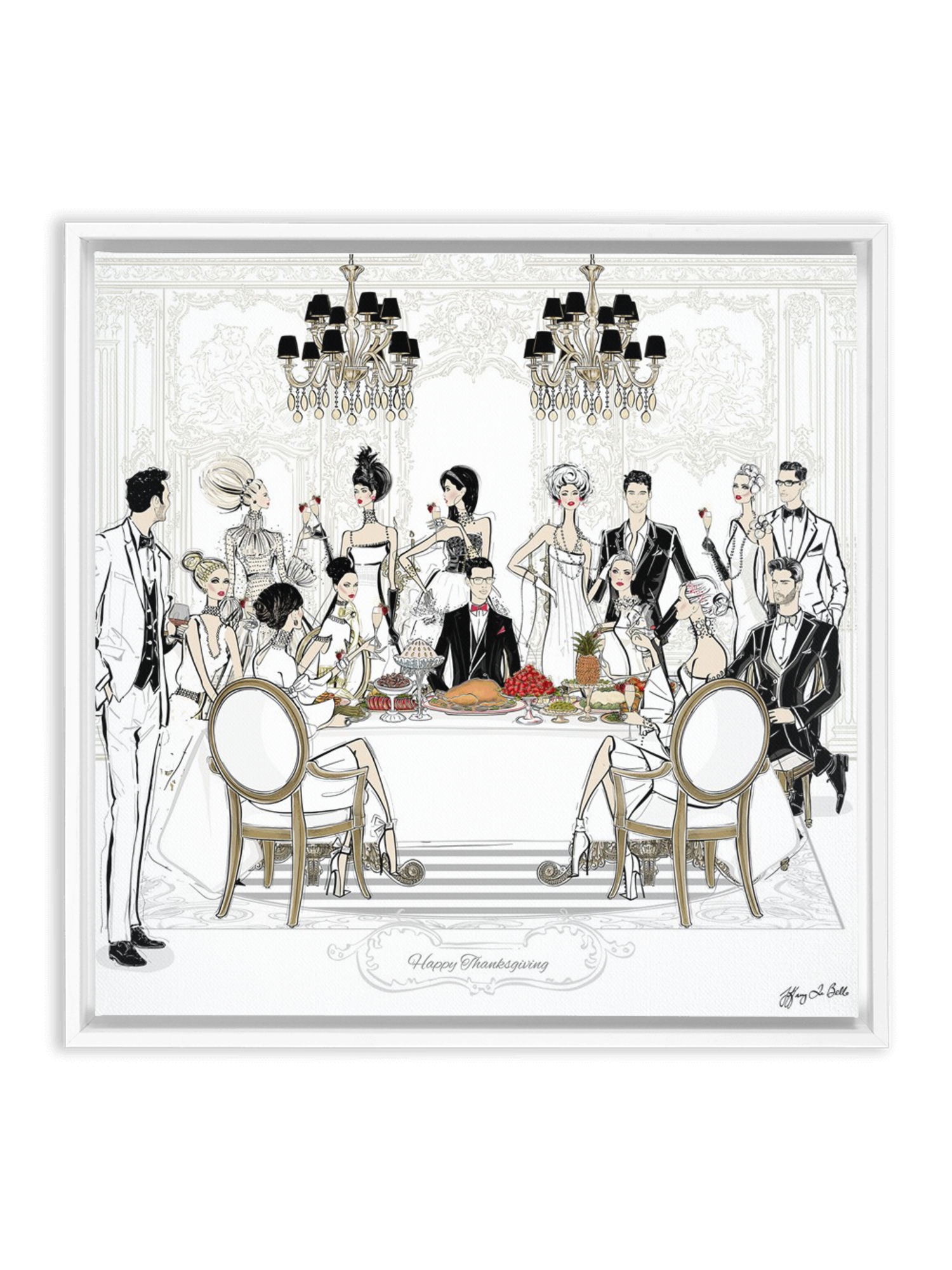 Happy Thanksgiving - Illustration - Canvas Gallery Print - Unframed or Framed - Tiffany La Belle