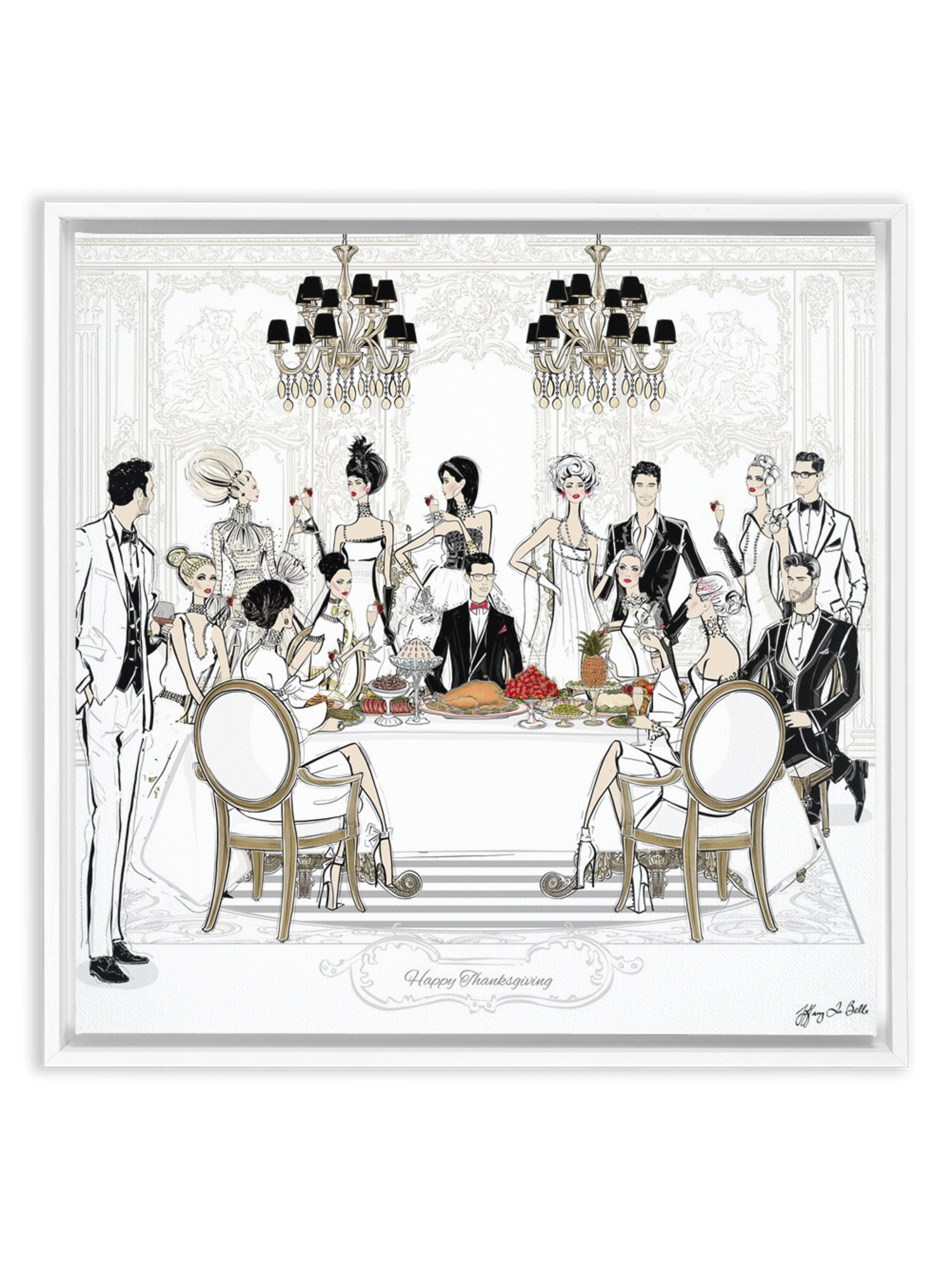 Happy Thanksgiving - Illustration - Canvas Gallery Print - Unframed or Framed - Tiffany La Belle