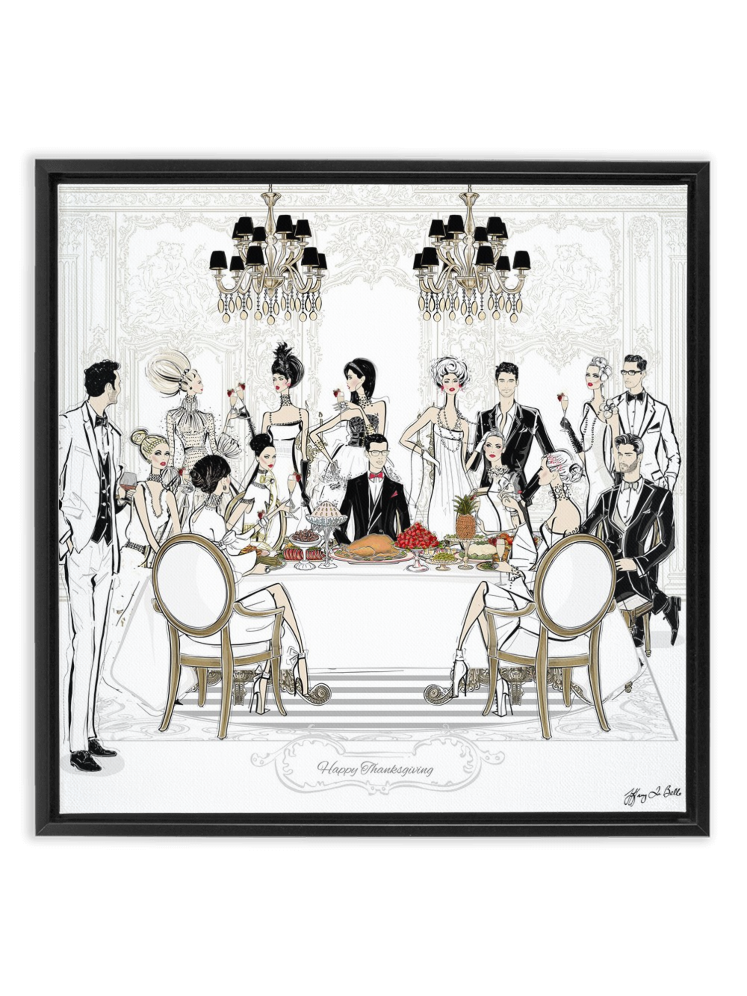 Happy Thanksgiving - Illustration - Canvas Gallery Print - Unframed or Framed - Tiffany La Belle