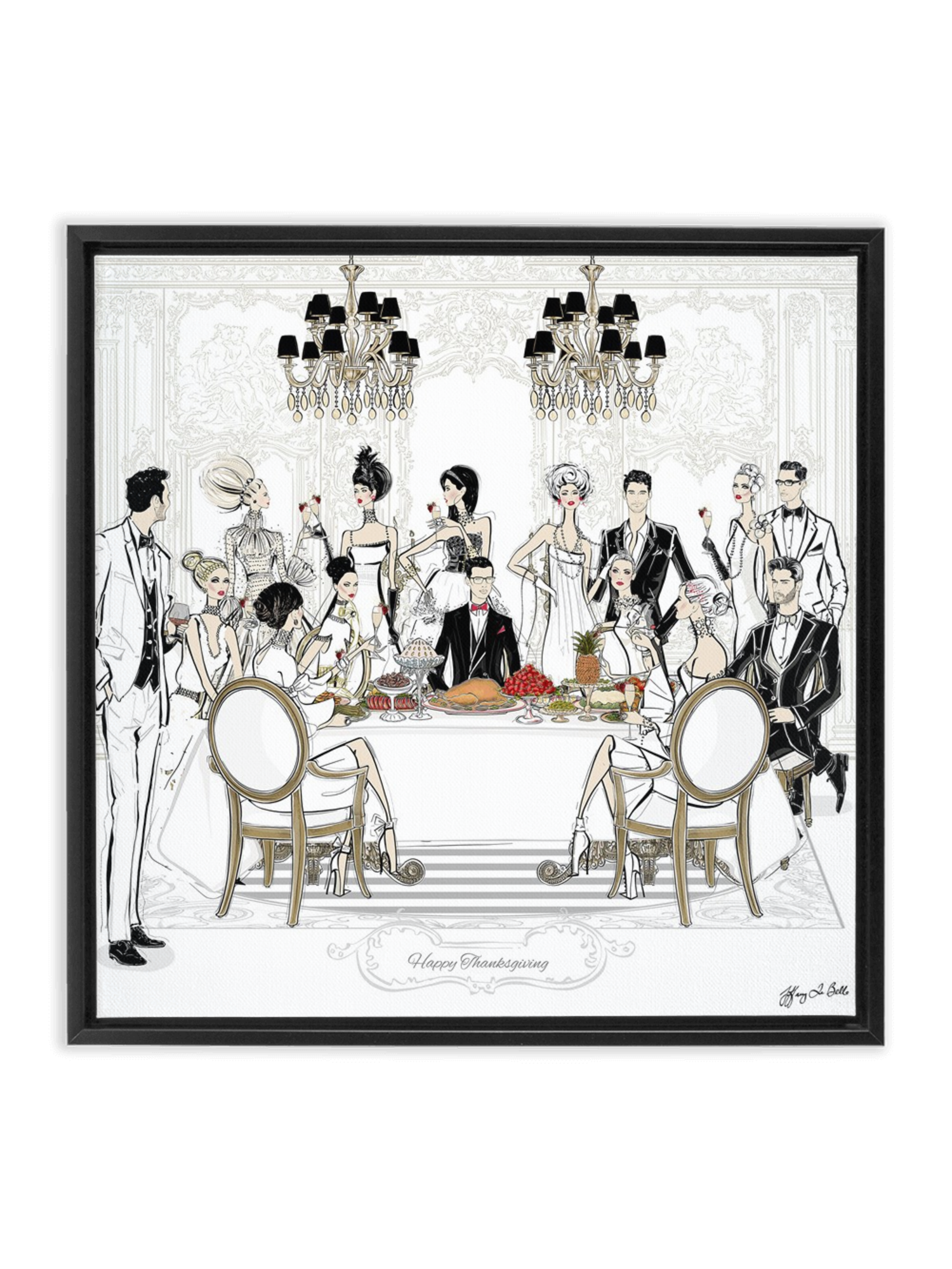 Happy Thanksgiving - Illustration - Canvas Gallery Print - Unframed or Framed - Tiffany La Belle
