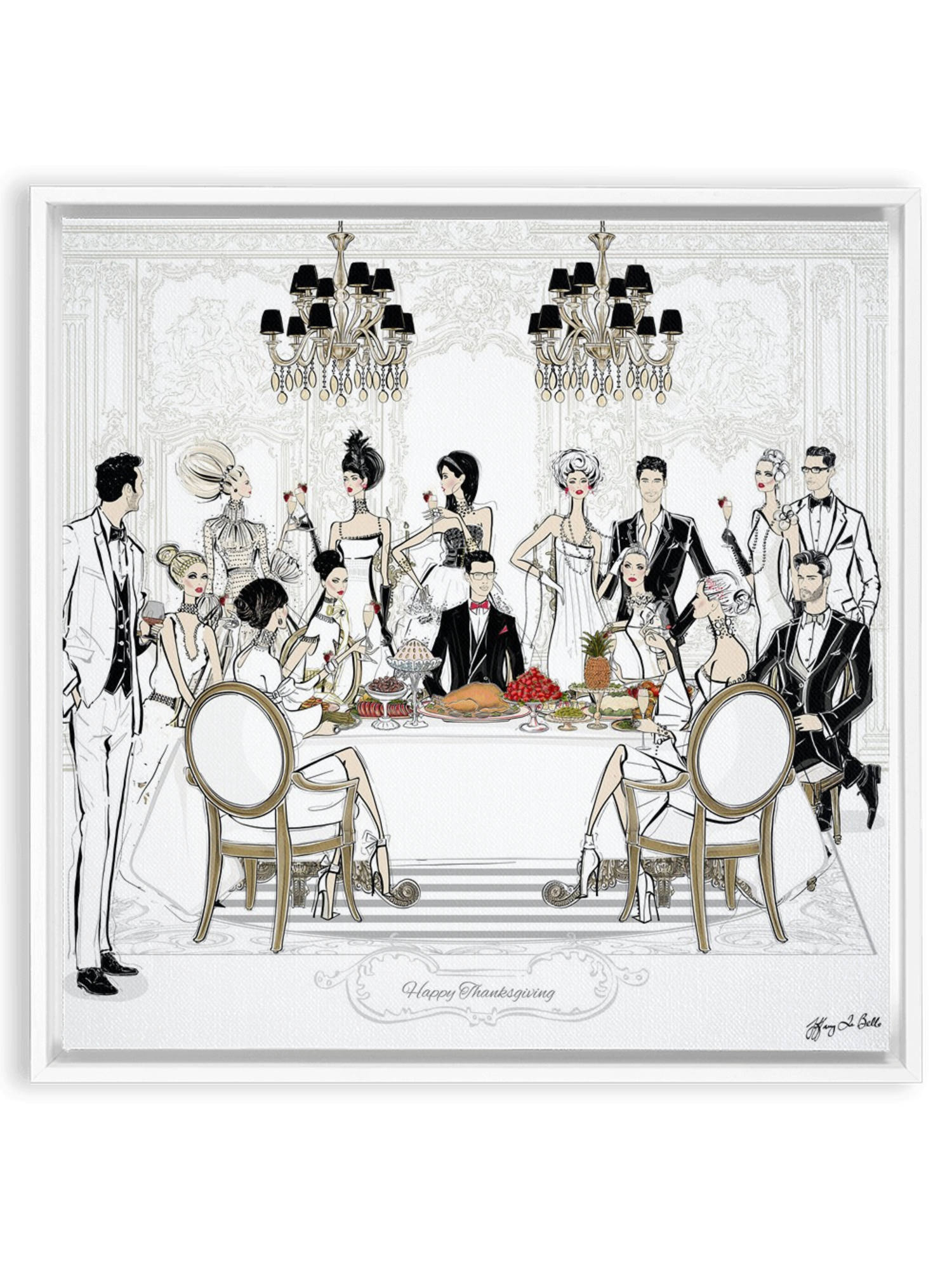 Happy Thanksgiving - Illustration - Canvas Gallery Print - Unframed or Framed - Tiffany La Belle