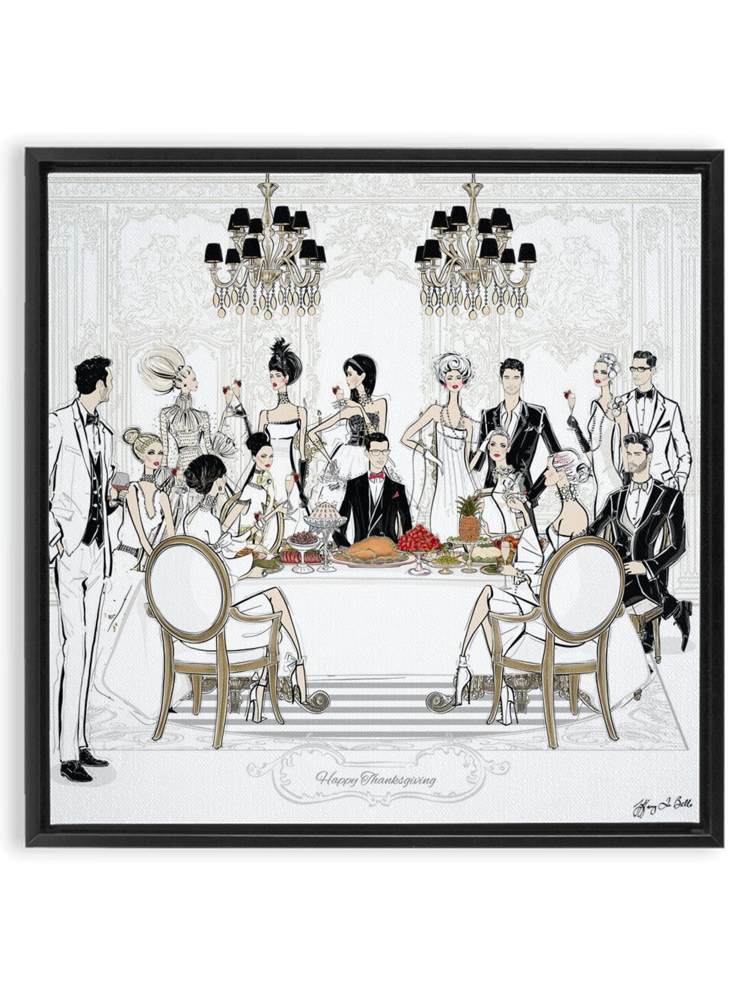 Happy Thanksgiving - Illustration - Canvas Gallery Print - Unframed or Framed - Tiffany La Belle