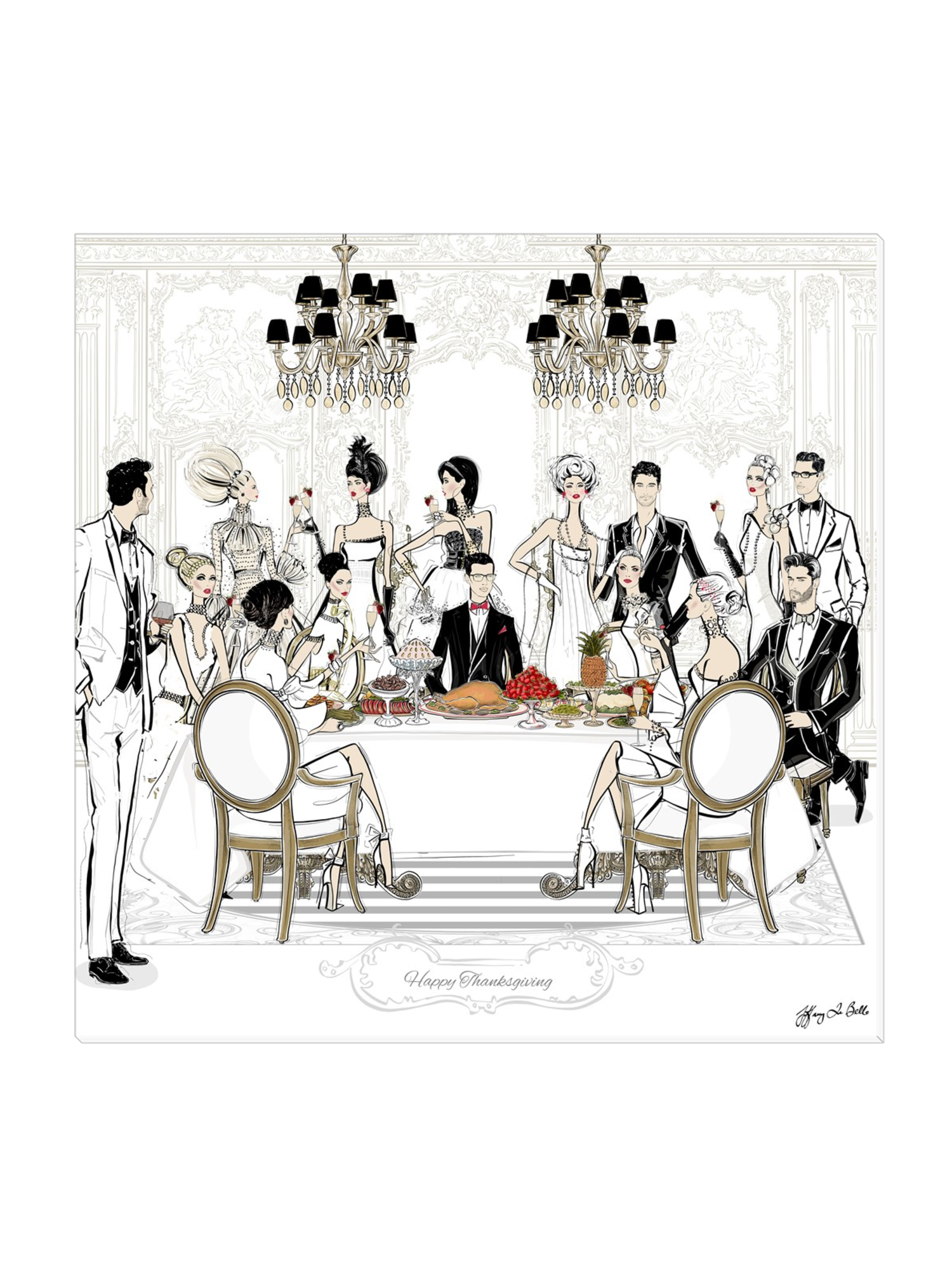 Happy Thanksgiving - Illustration - Canvas Gallery Print - Unframed or Framed - Tiffany La Belle