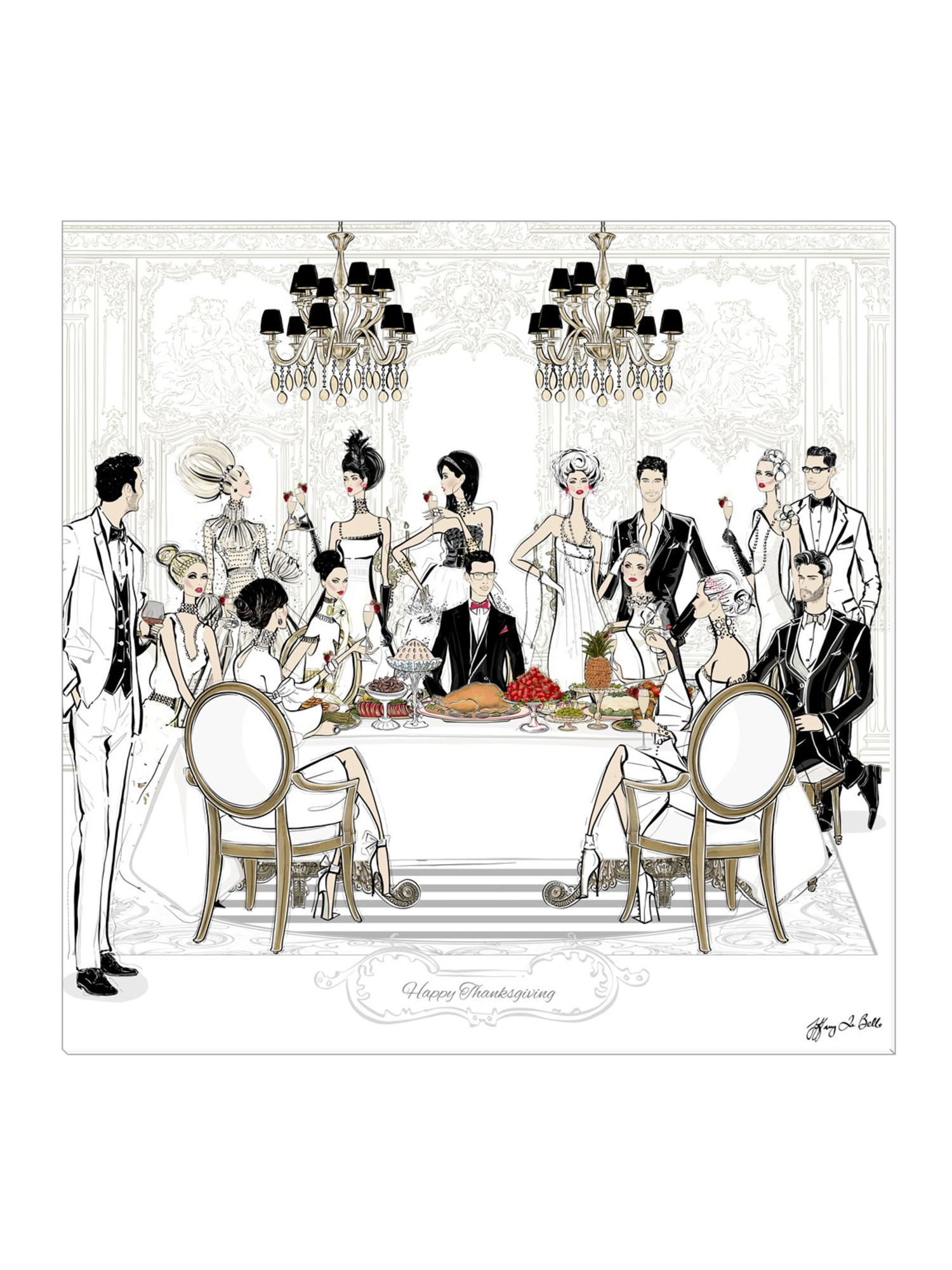 Happy Thanksgiving - Illustration - Canvas Gallery Print - Unframed or Framed - Tiffany La Belle