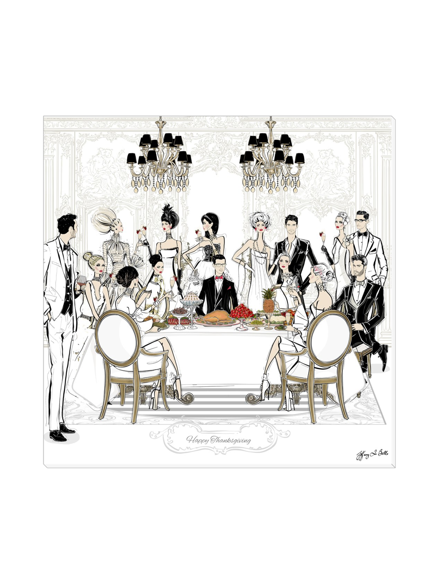 Happy Thanksgiving - Illustration - Canvas Gallery Print - Unframed or Framed - Tiffany La Belle