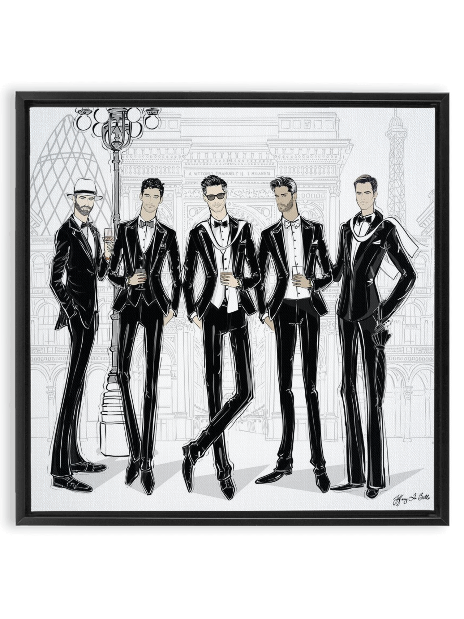 Mens Fashion Week - Illustration - Canvas Gallery Print - Unframed or Framed - Tiffany La Belle
