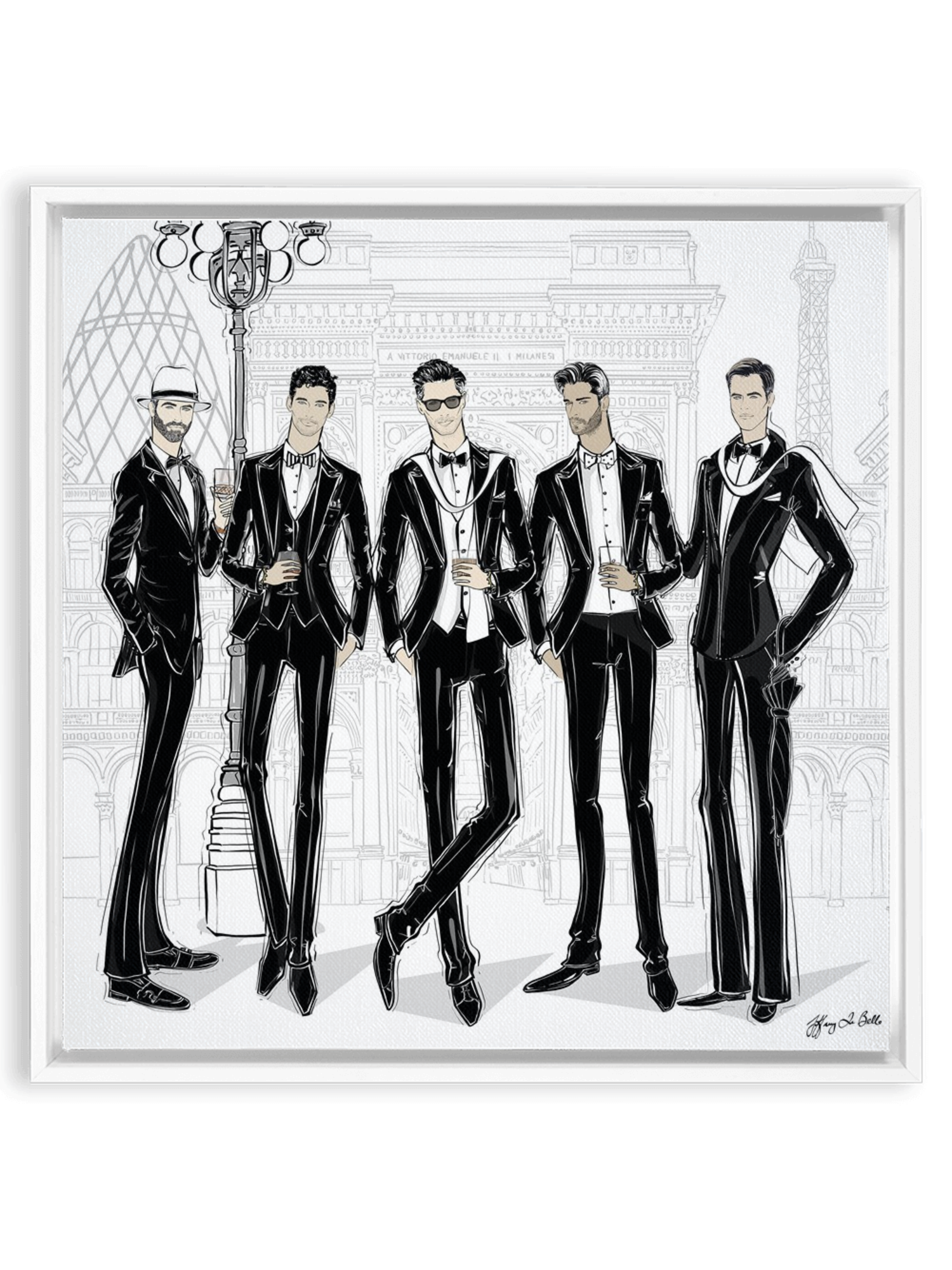 Mens Fashion Week - Illustration - Canvas Gallery Print - Unframed or Framed - Tiffany La Belle