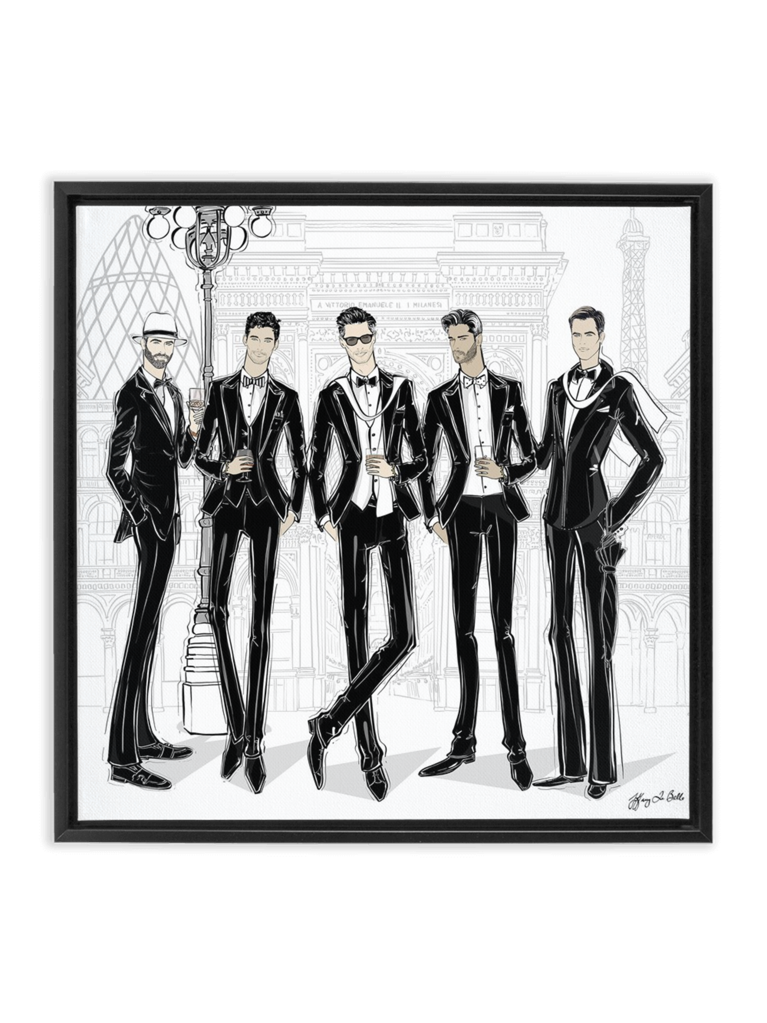 Mens Fashion Week - Illustration - Canvas Gallery Print - Unframed or Framed - Tiffany La Belle