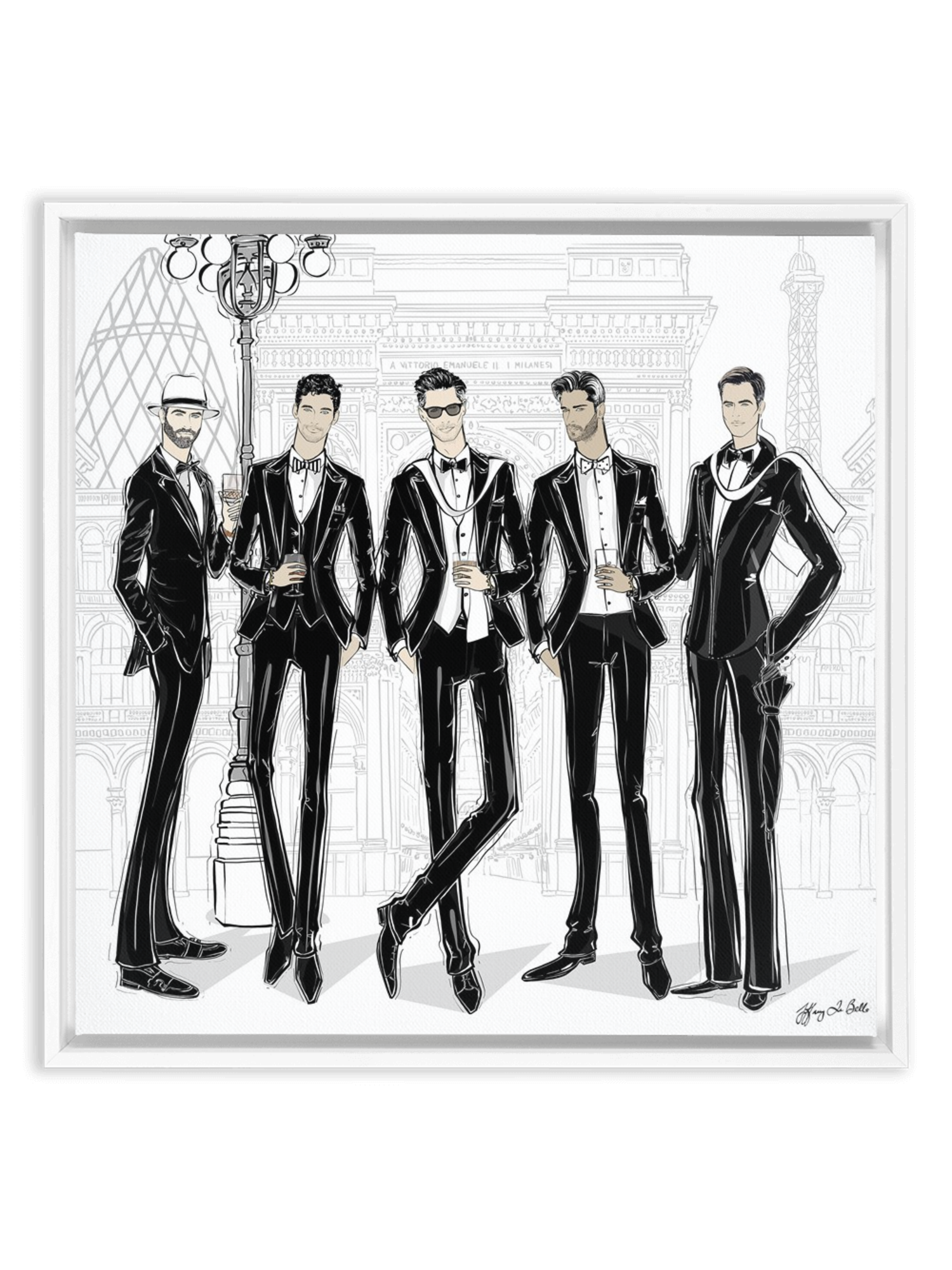 Mens Fashion Week - Illustration - Canvas Gallery Print - Unframed or Framed - Tiffany La Belle