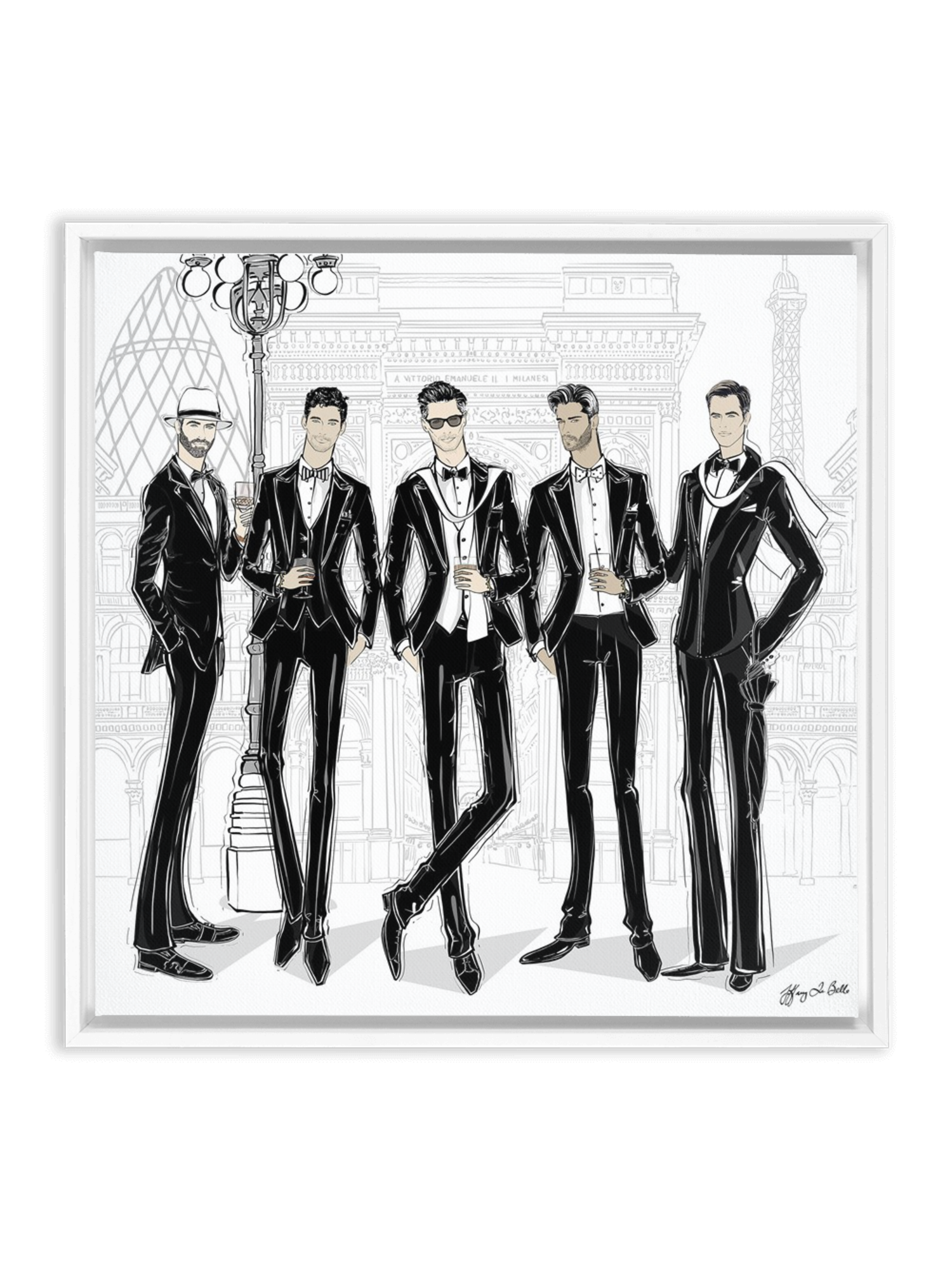 Mens Fashion Week - Illustration - Canvas Gallery Print - Unframed or Framed - Tiffany La Belle