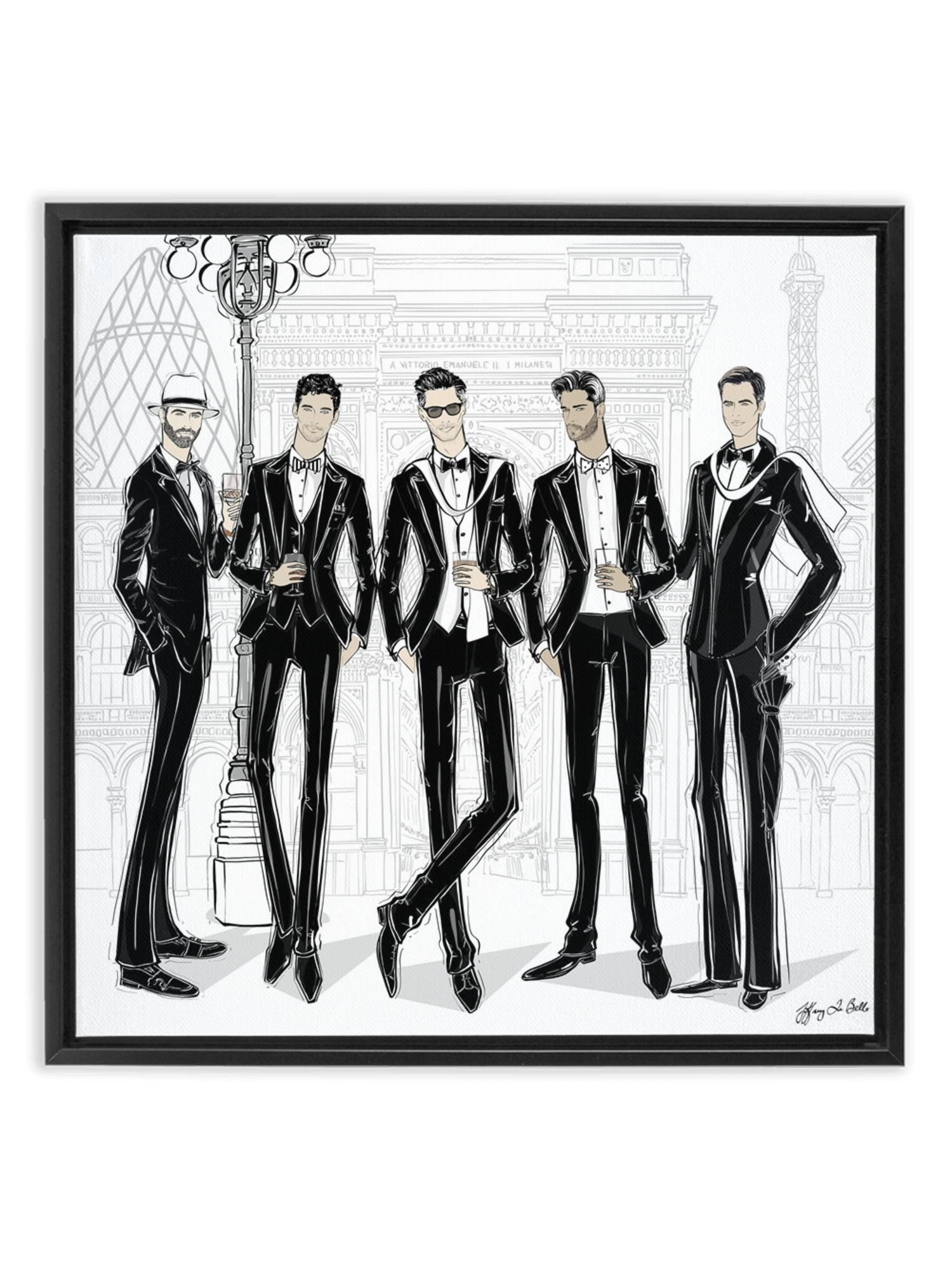 Mens Fashion Week - Illustration - Canvas Gallery Print - Unframed or Framed - Tiffany La Belle