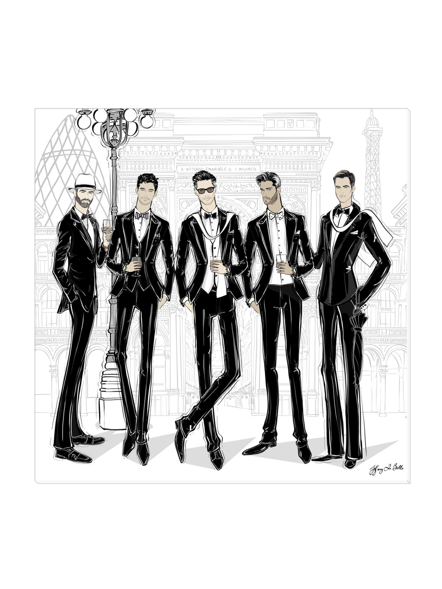 Mens Fashion Week - Illustration - Canvas Gallery Print - Unframed or Framed - Tiffany La Belle