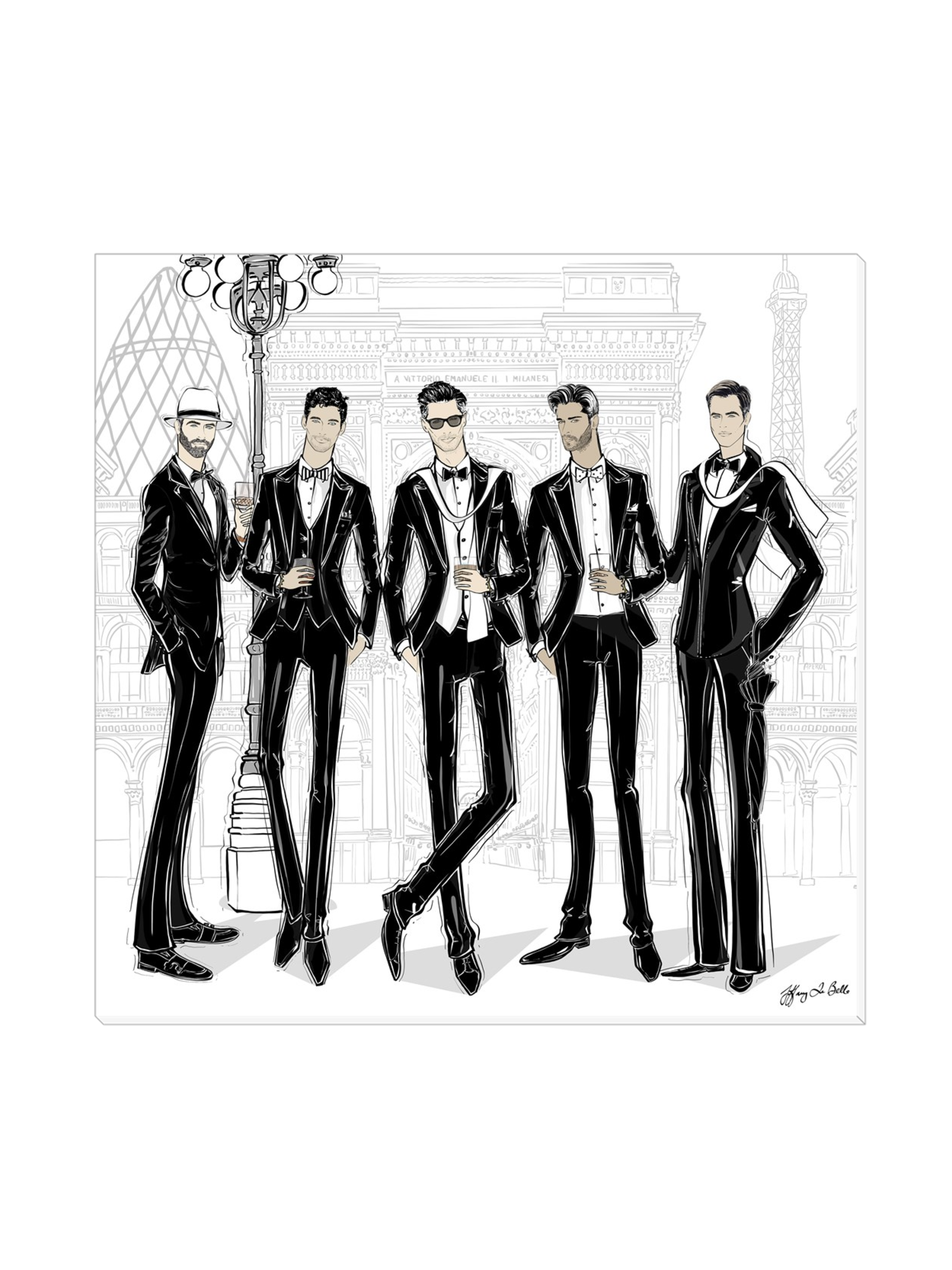 Mens Fashion Week - Illustration - Canvas Gallery Print - Unframed or Framed - Tiffany La Belle