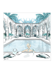 Moroccan Pool Time Blue - Illustration - Canvas Gallery Print - Unframed or Framed - Tiffany La Belle