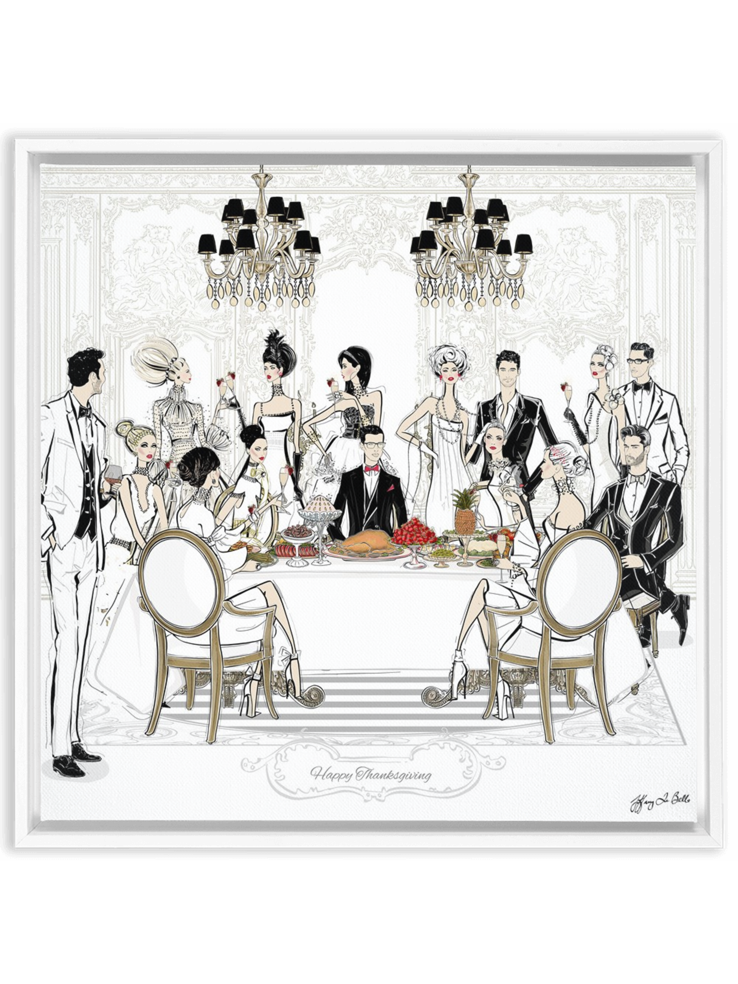Happy Thanksgiving - Illustration - Canvas Gallery Print - Unframed or Framed - Tiffany La Belle