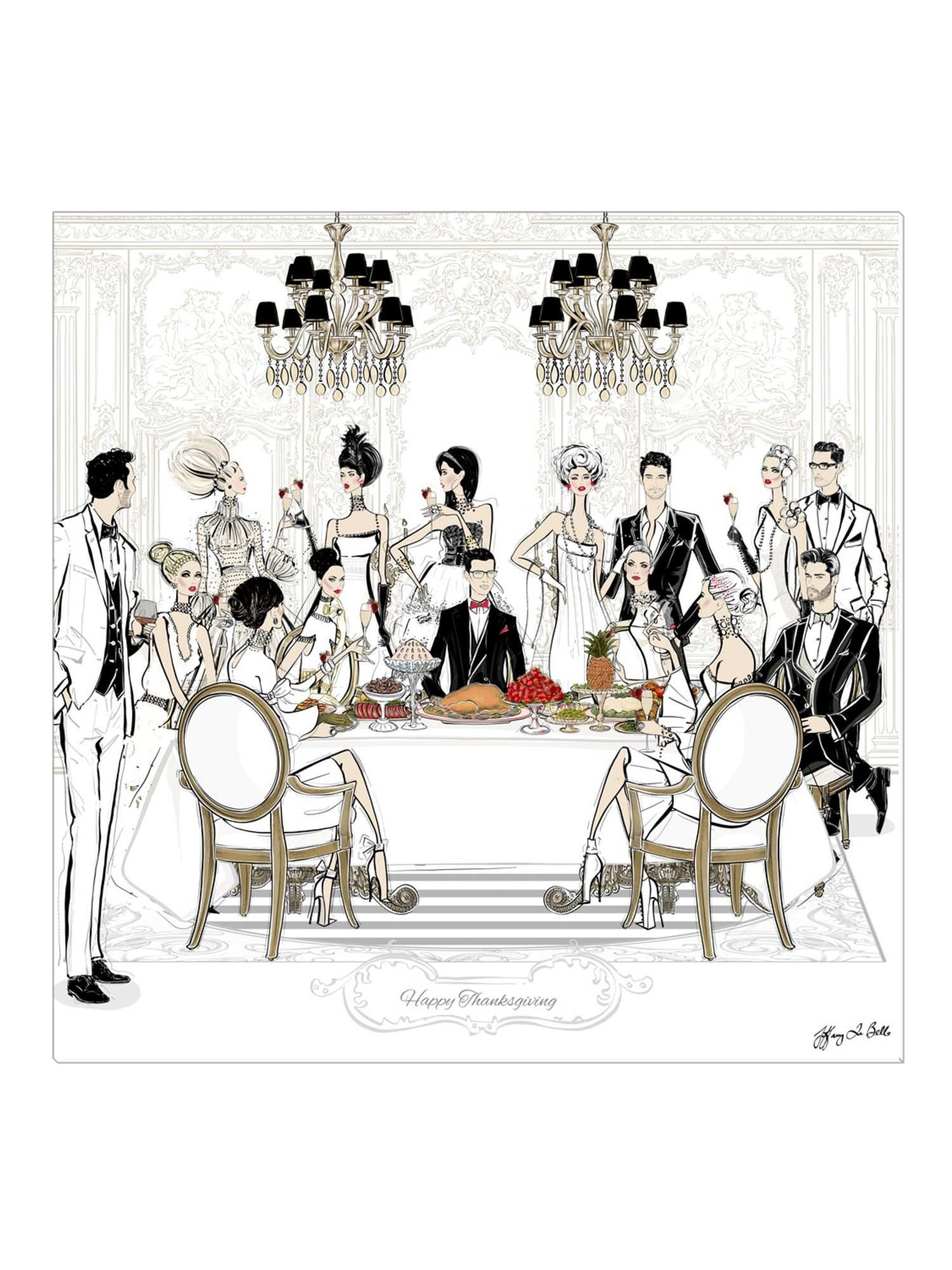Happy Thanksgiving - Illustration - Canvas Gallery Print - Unframed or Framed - Tiffany La Belle
