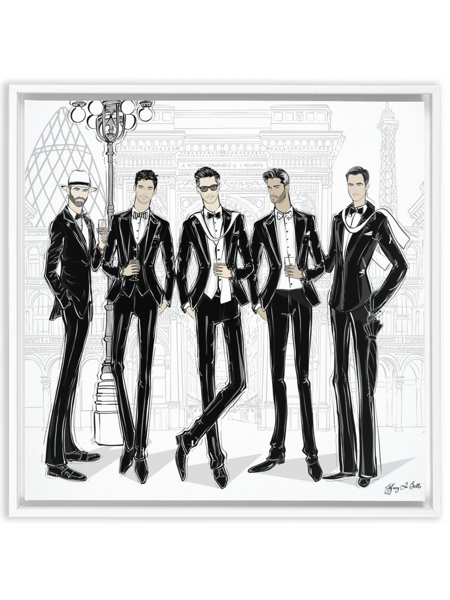 Mens Fashion Week - Illustration - Canvas Gallery Print - Unframed or Framed - Tiffany La Belle