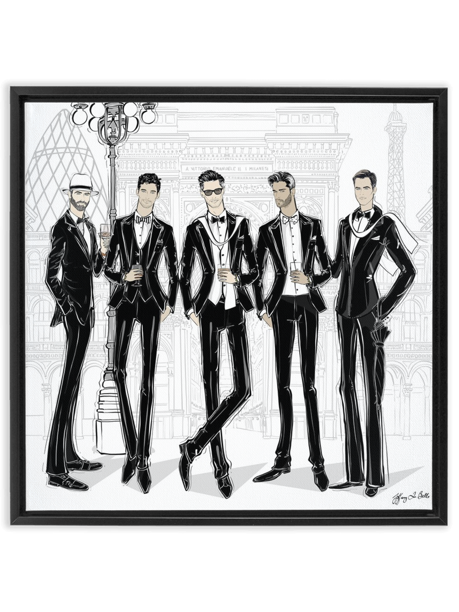 Mens Fashion Week - Illustration - Canvas Gallery Print - Unframed or Framed - Tiffany La Belle
