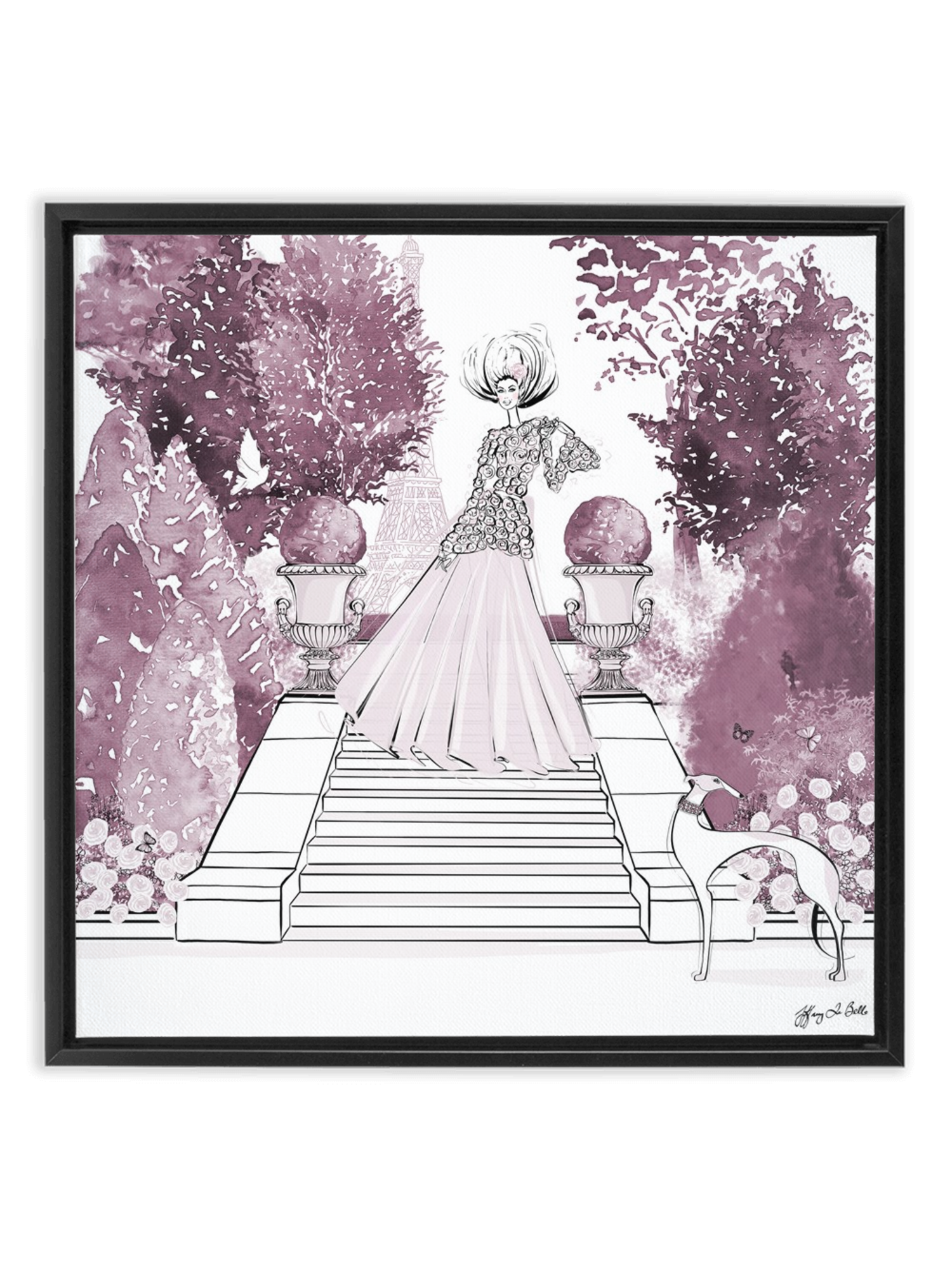 Parisienne Mulberry Garden - Illustration - Canvas Gallery Print - Unframed or Framed - Tiffany La Belle