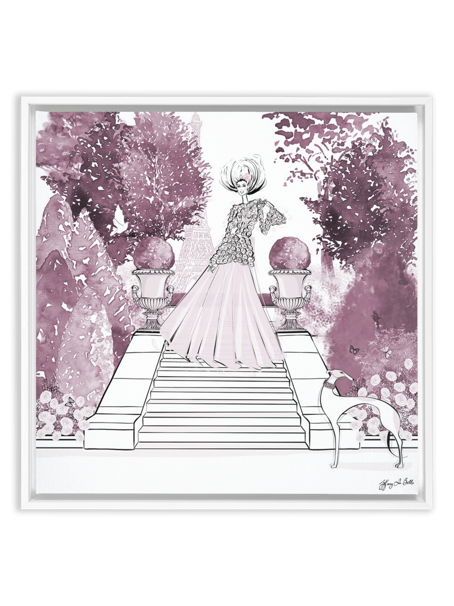 Parisienne Mulberry Garden - Illustration - Canvas Gallery Print - Unframed or Framed - Tiffany La Belle