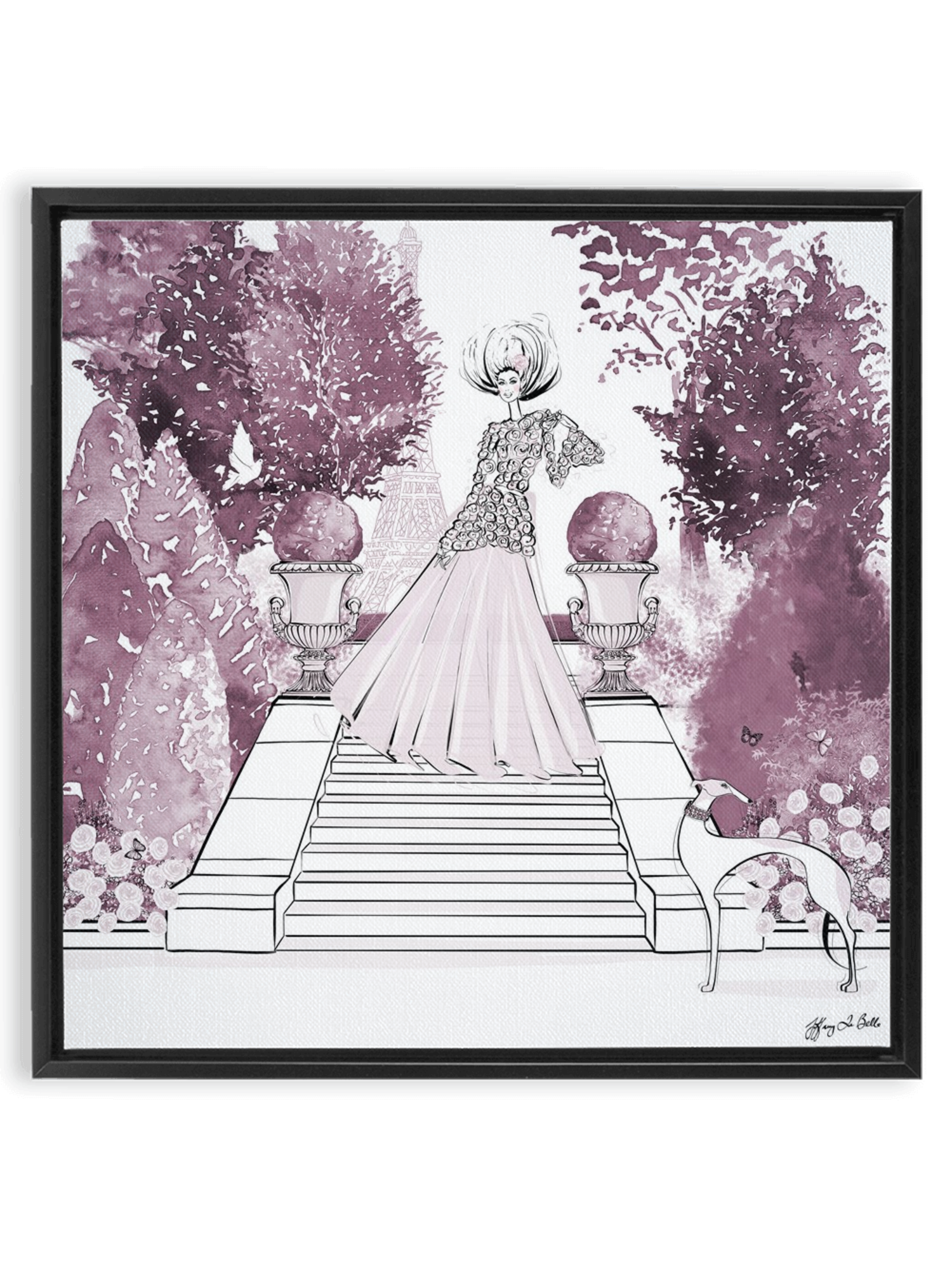 Parisienne Mulberry Garden - Illustration - Canvas Gallery Print - Unframed or Framed - Tiffany La Belle