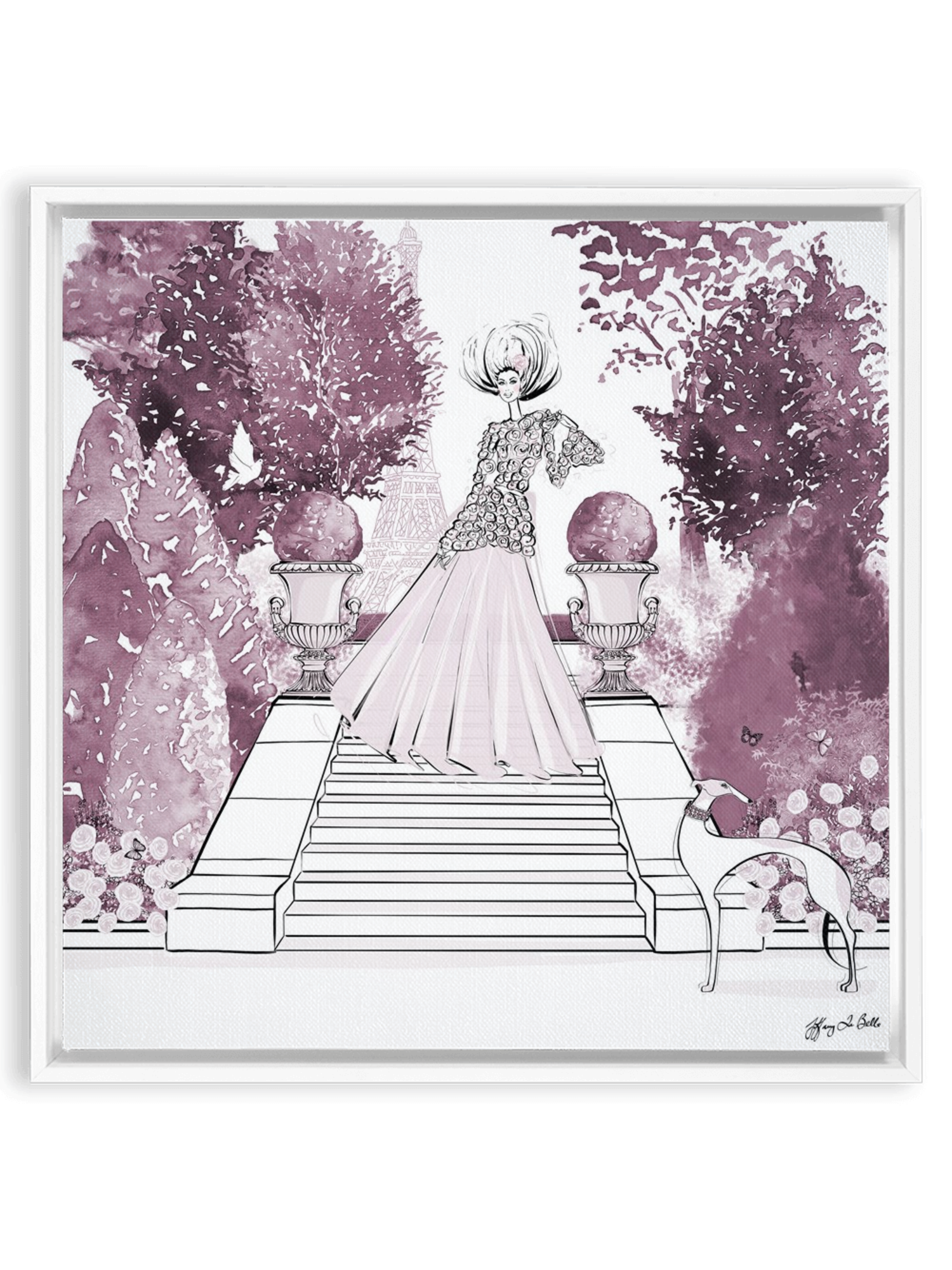 Parisienne Mulberry Garden - Illustration - Canvas Gallery Print - Unframed or Framed - Tiffany La Belle