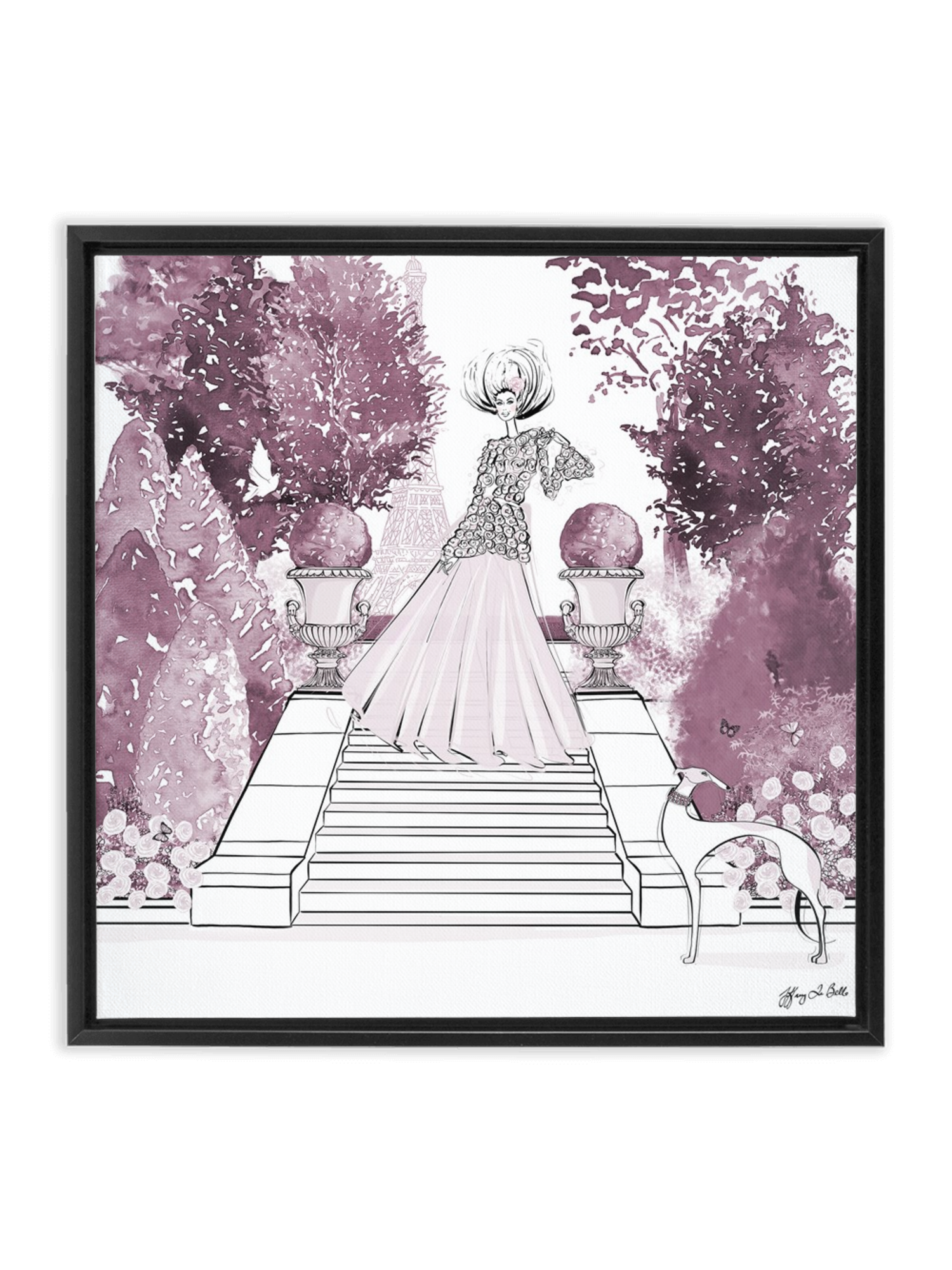Parisienne Mulberry Garden - Illustration - Canvas Gallery Print - Unframed or Framed - Tiffany La Belle