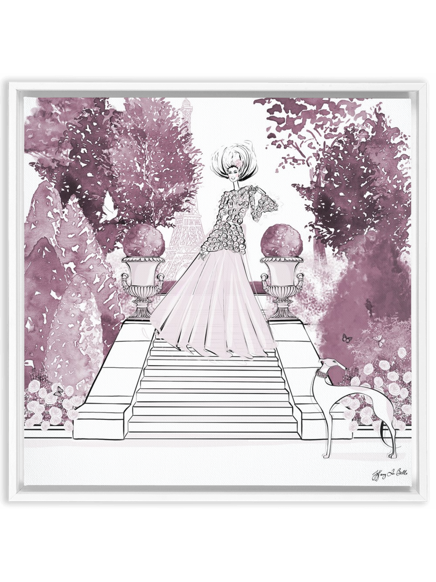Parisienne Mulberry Garden - Illustration - Canvas Gallery Print - Unframed or Framed - Tiffany La Belle