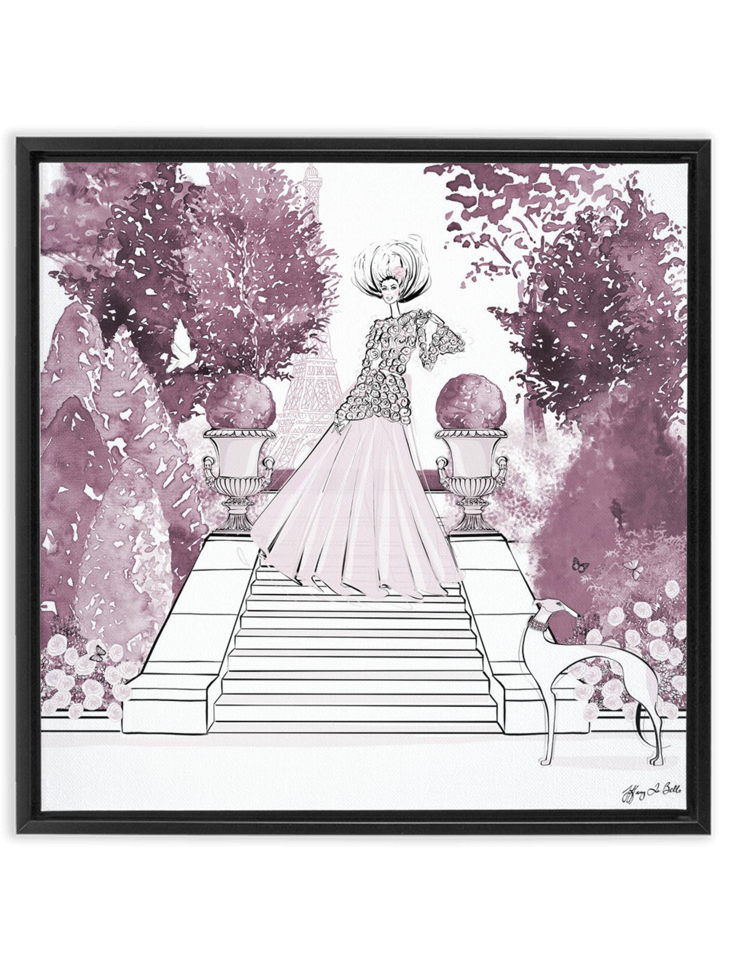 Parisienne Mulberry Garden - Illustration - Canvas Gallery Print - Unframed or Framed - Tiffany La Belle
