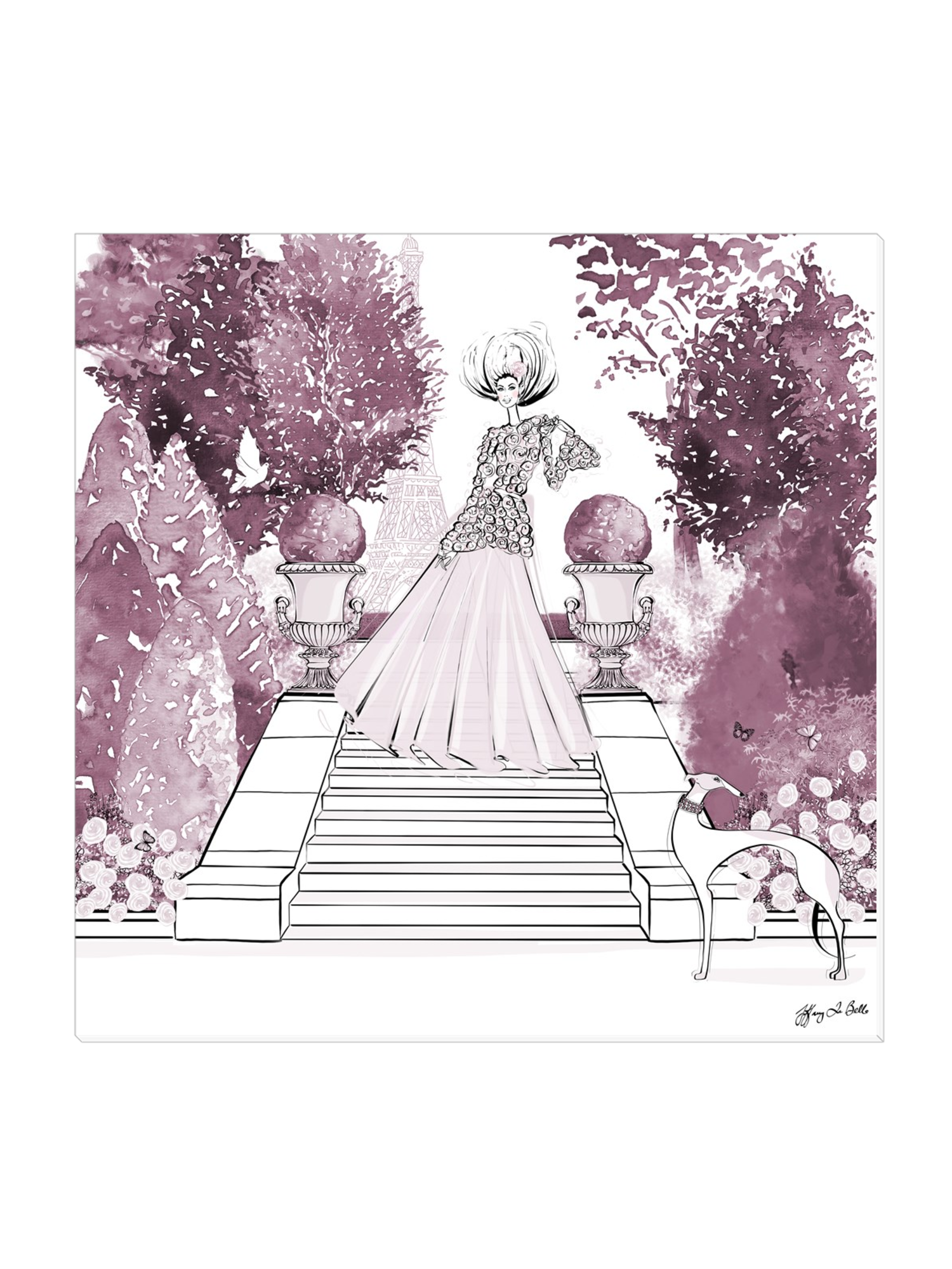 Parisienne Mulberry Garden - Illustration - Canvas Gallery Print - Unframed or Framed - Tiffany La Belle