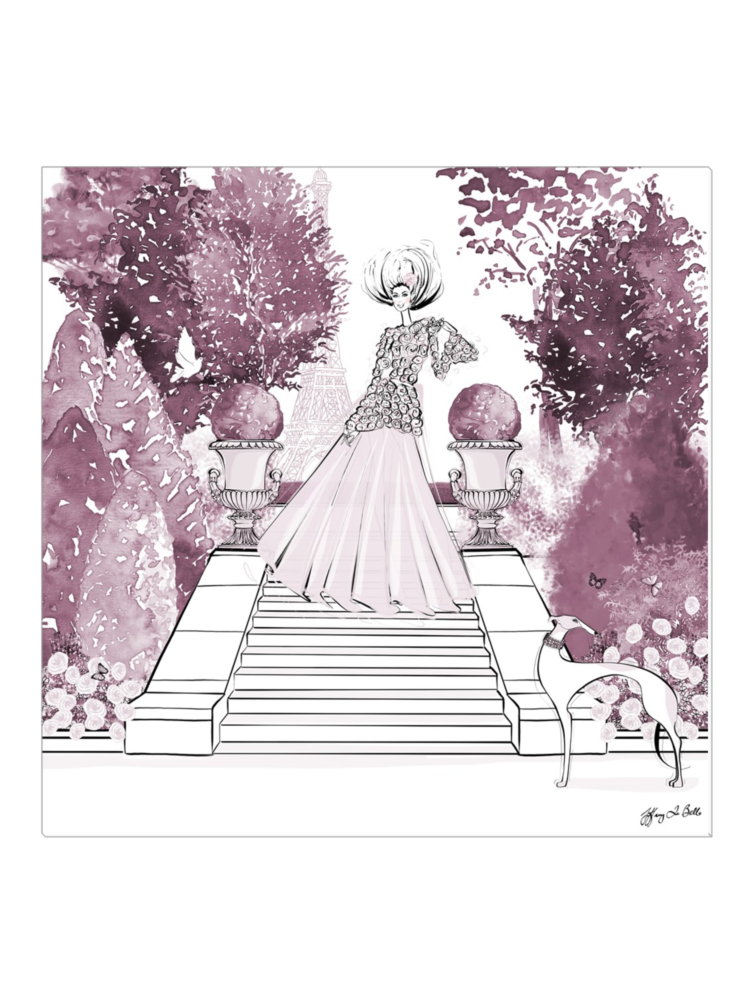 Parisienne Mulberry Garden - Illustration - Canvas Gallery Print - Unframed or Framed - Tiffany La Belle