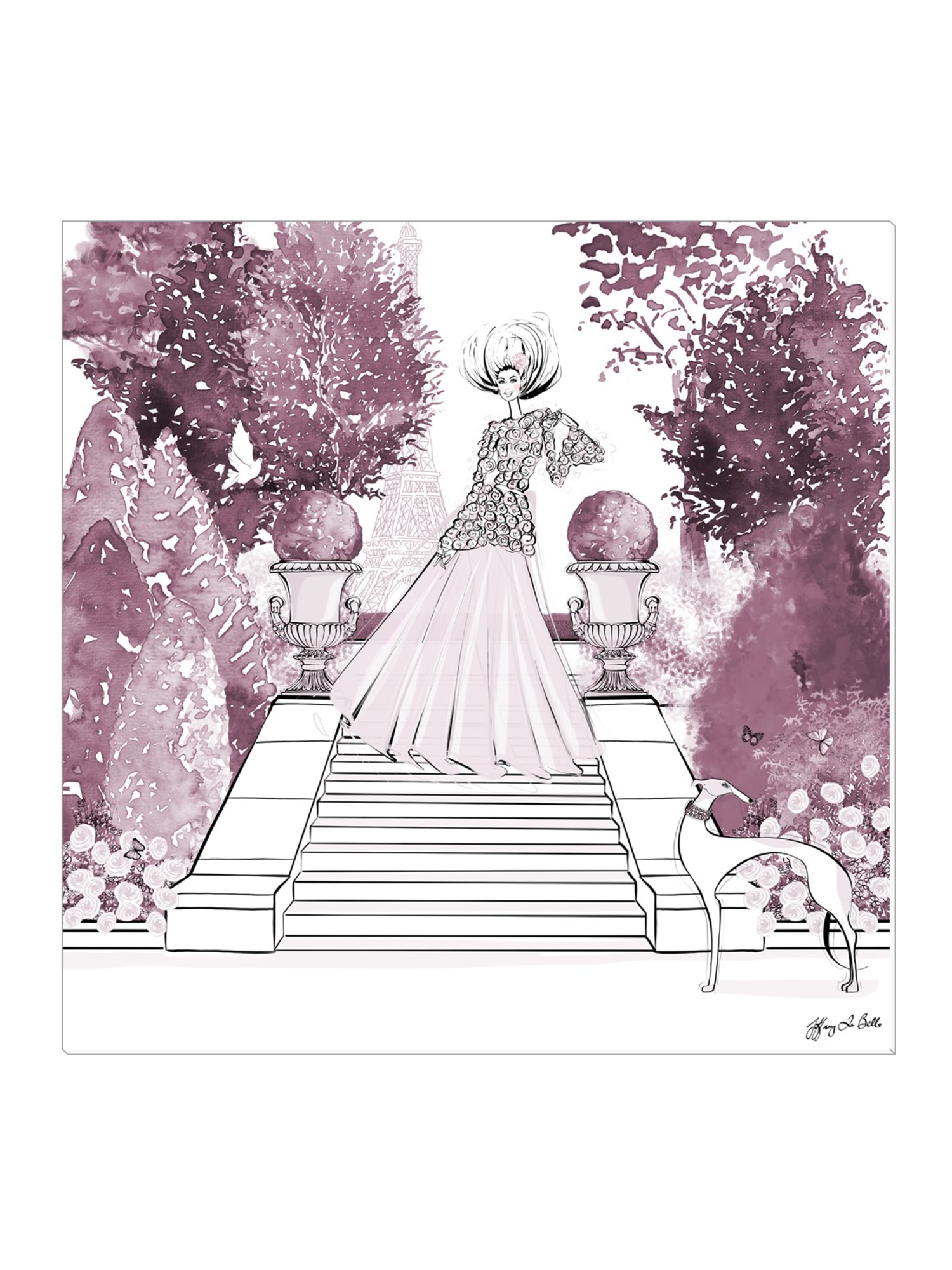 Parisienne Mulberry Garden - Illustration - Canvas Gallery Print - Unframed or Framed - Tiffany La Belle