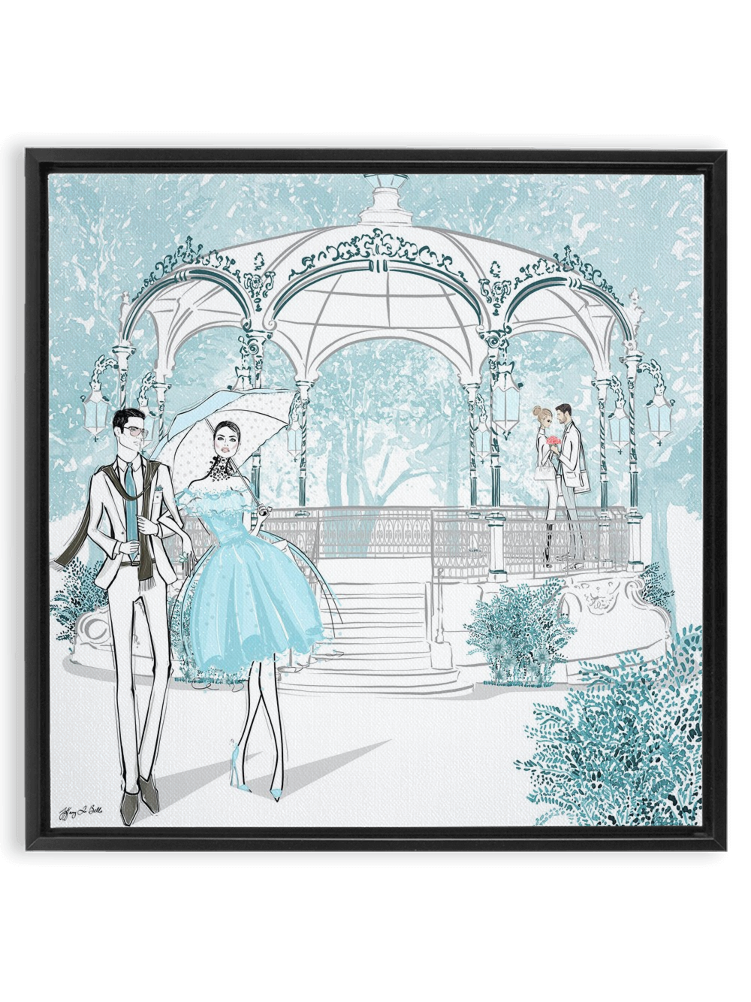 Young Lovers - Illustration - Canvas Gallery Print - Unframed or Framed - Tiffany La Belle