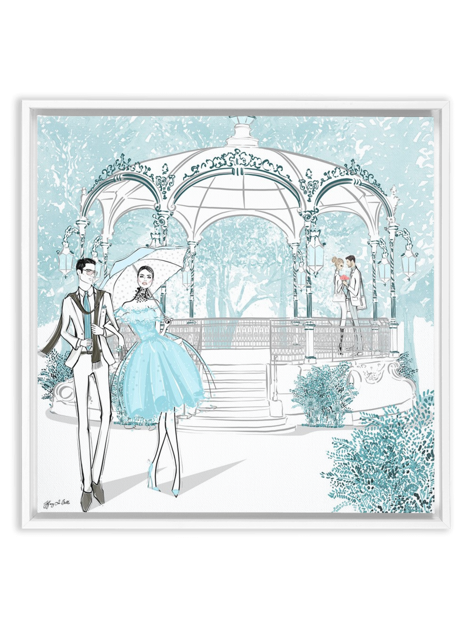 Young Lovers - Illustration - Canvas Gallery Print - Unframed or Framed - Tiffany La Belle