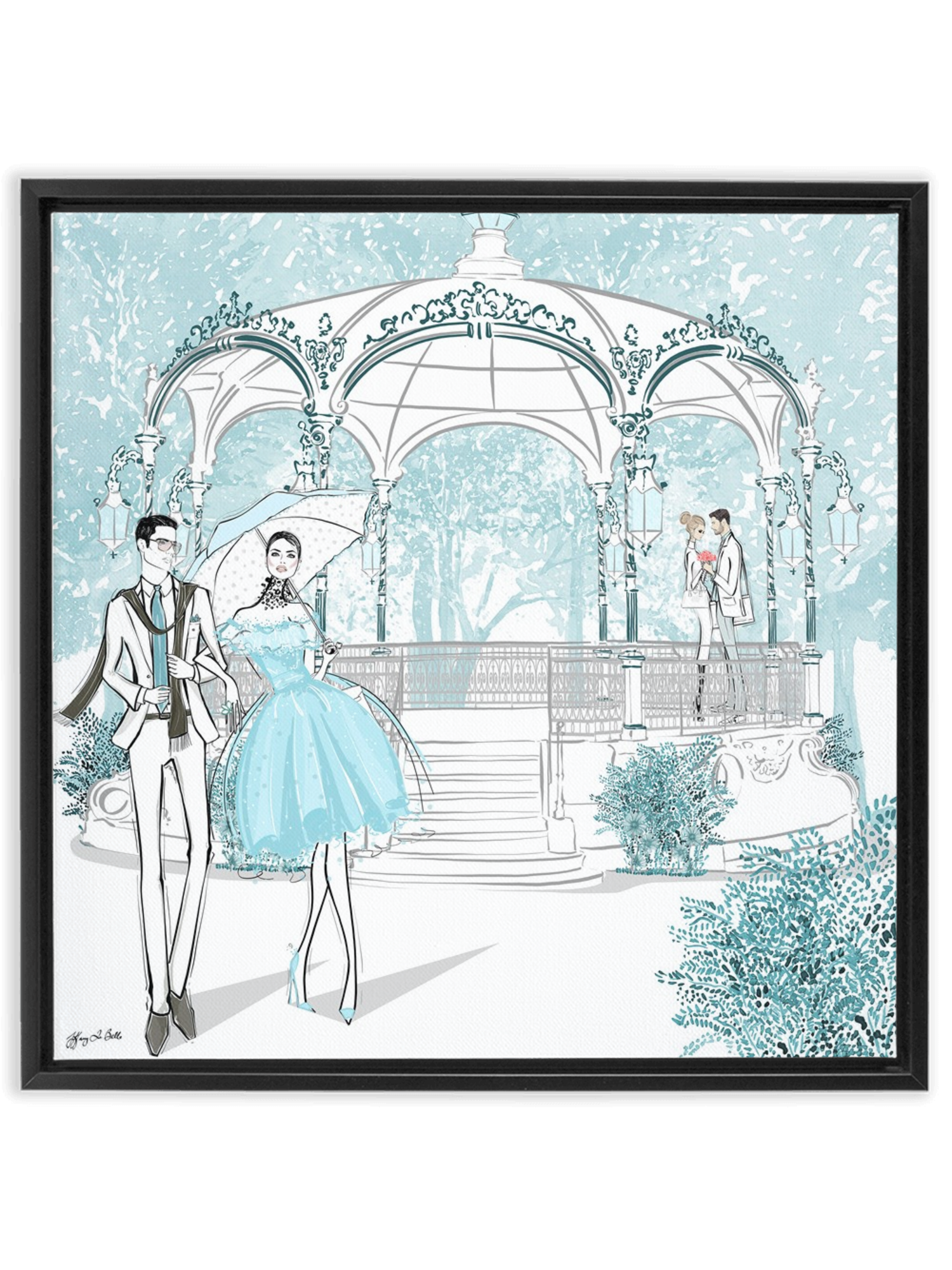 Young Lovers - Illustration - Canvas Gallery Print - Unframed or Framed - Tiffany La Belle