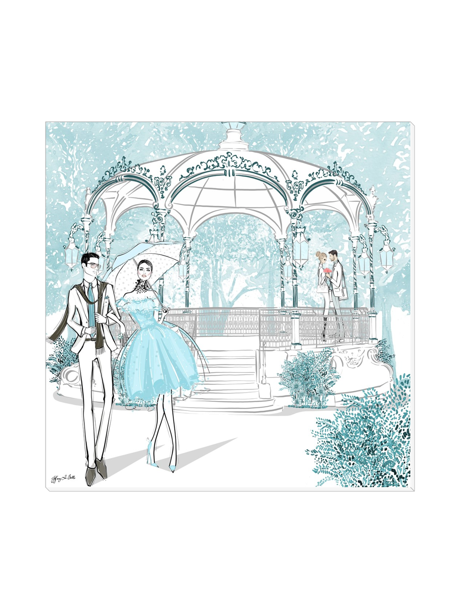 Young Lovers - Illustration - Canvas Gallery Print - Unframed or Framed - Tiffany La Belle