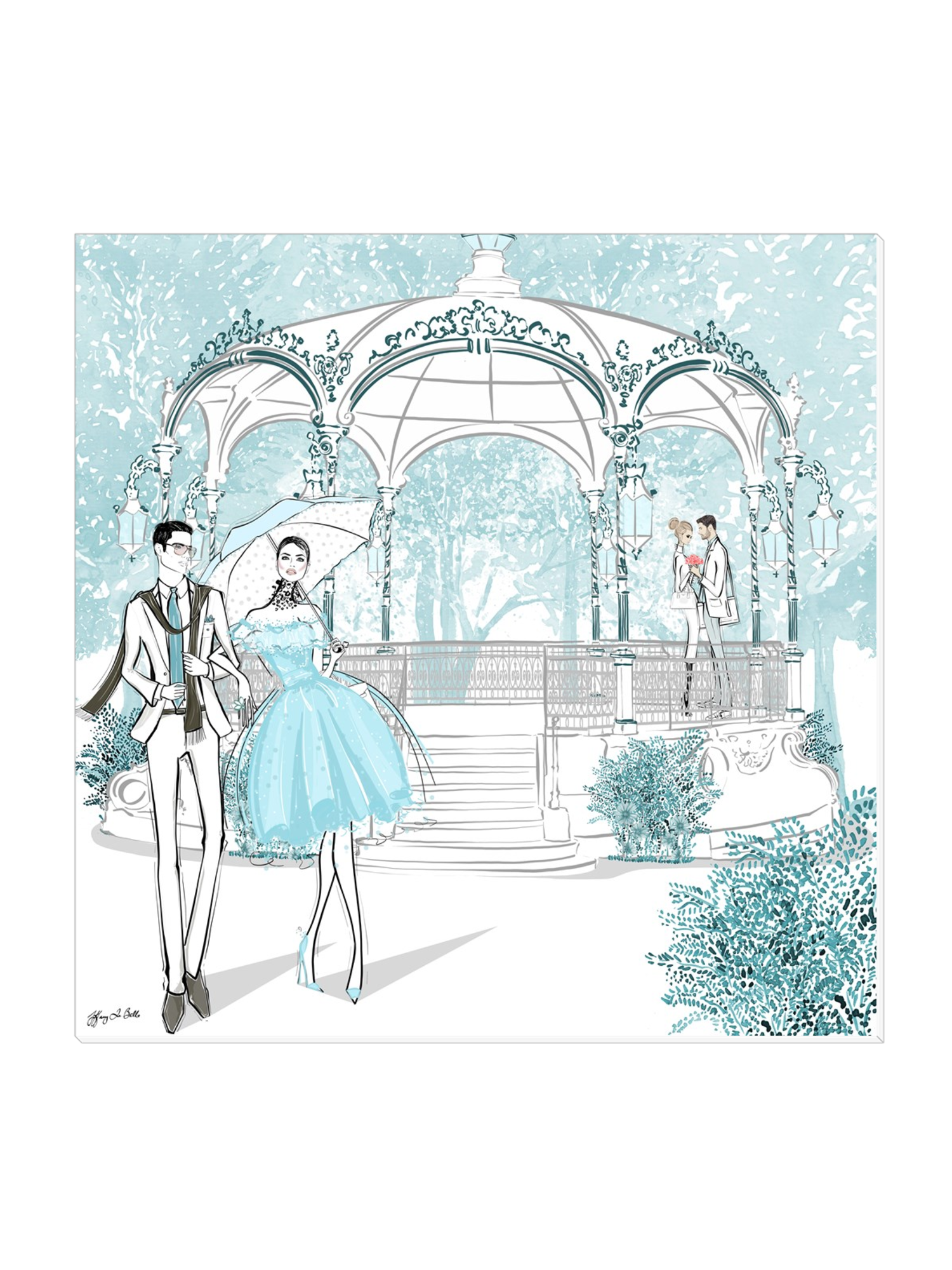 Young Lovers - Illustration - Canvas Gallery Print - Unframed or Framed - Tiffany La Belle