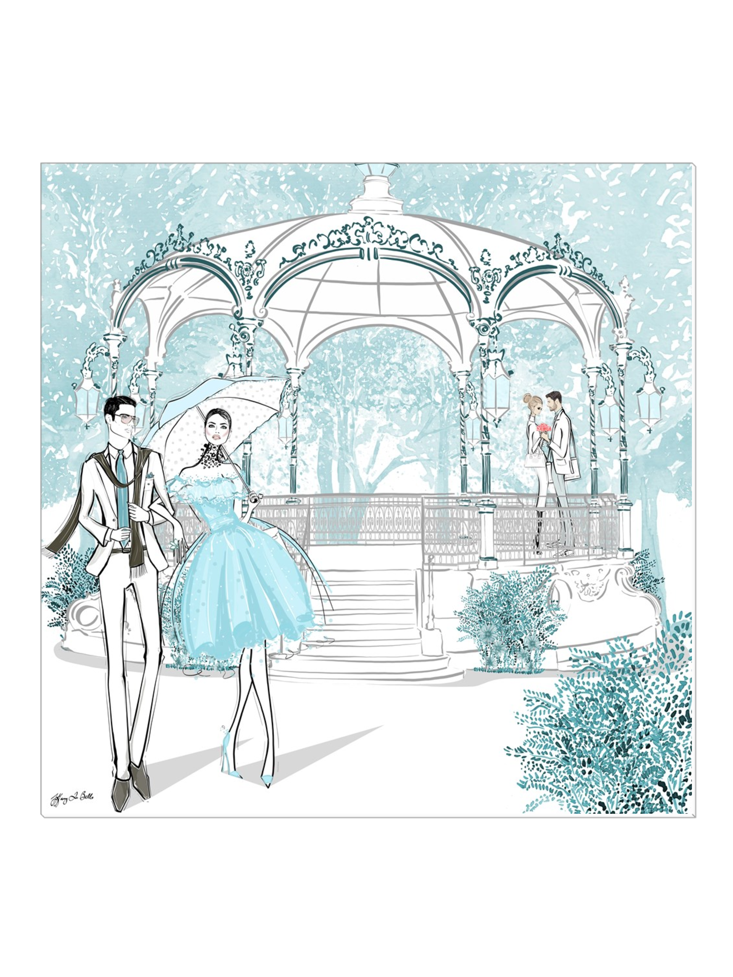 Young Lovers - Illustration - Canvas Gallery Print - Unframed or Framed - Tiffany La Belle
