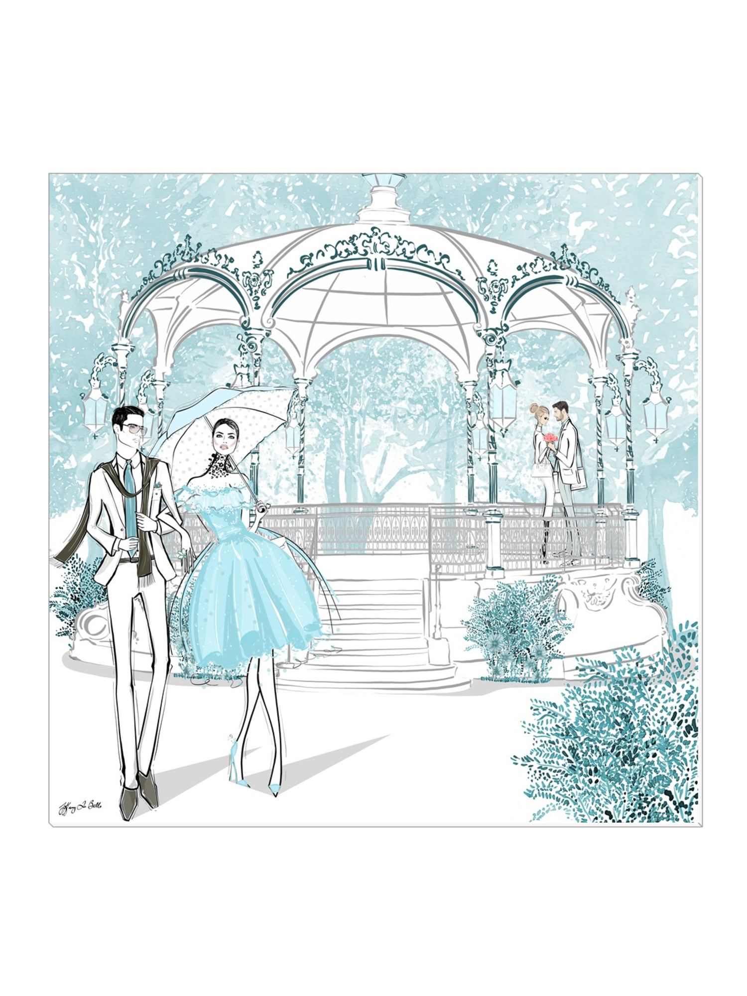 Young Lovers - Illustration - Canvas Gallery Print - Unframed or Framed - Tiffany La Belle