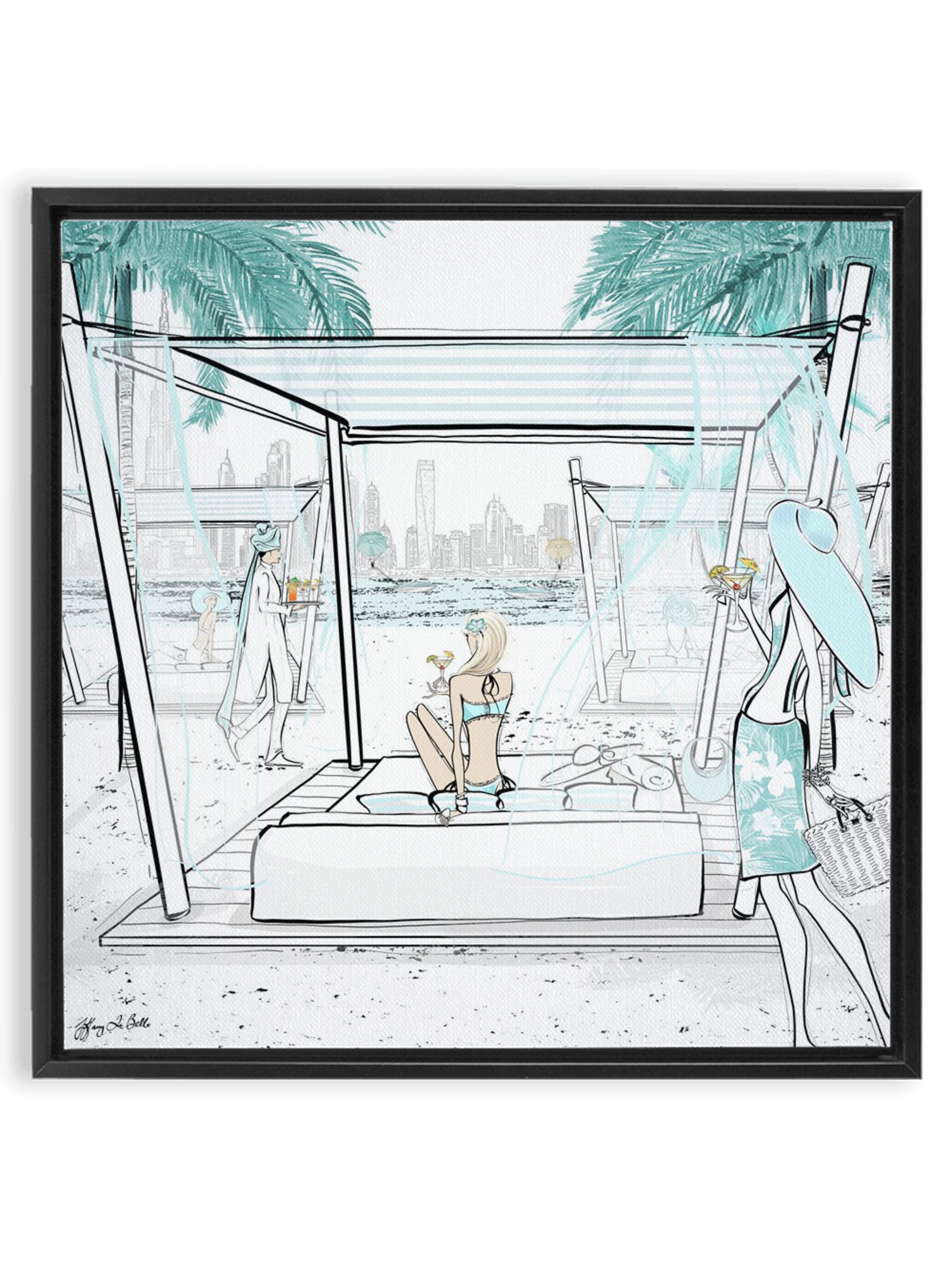 Beach Life Dubai - Illustration - Canvas Gallery Print - Unframed or Framed - Tiffany La Belle