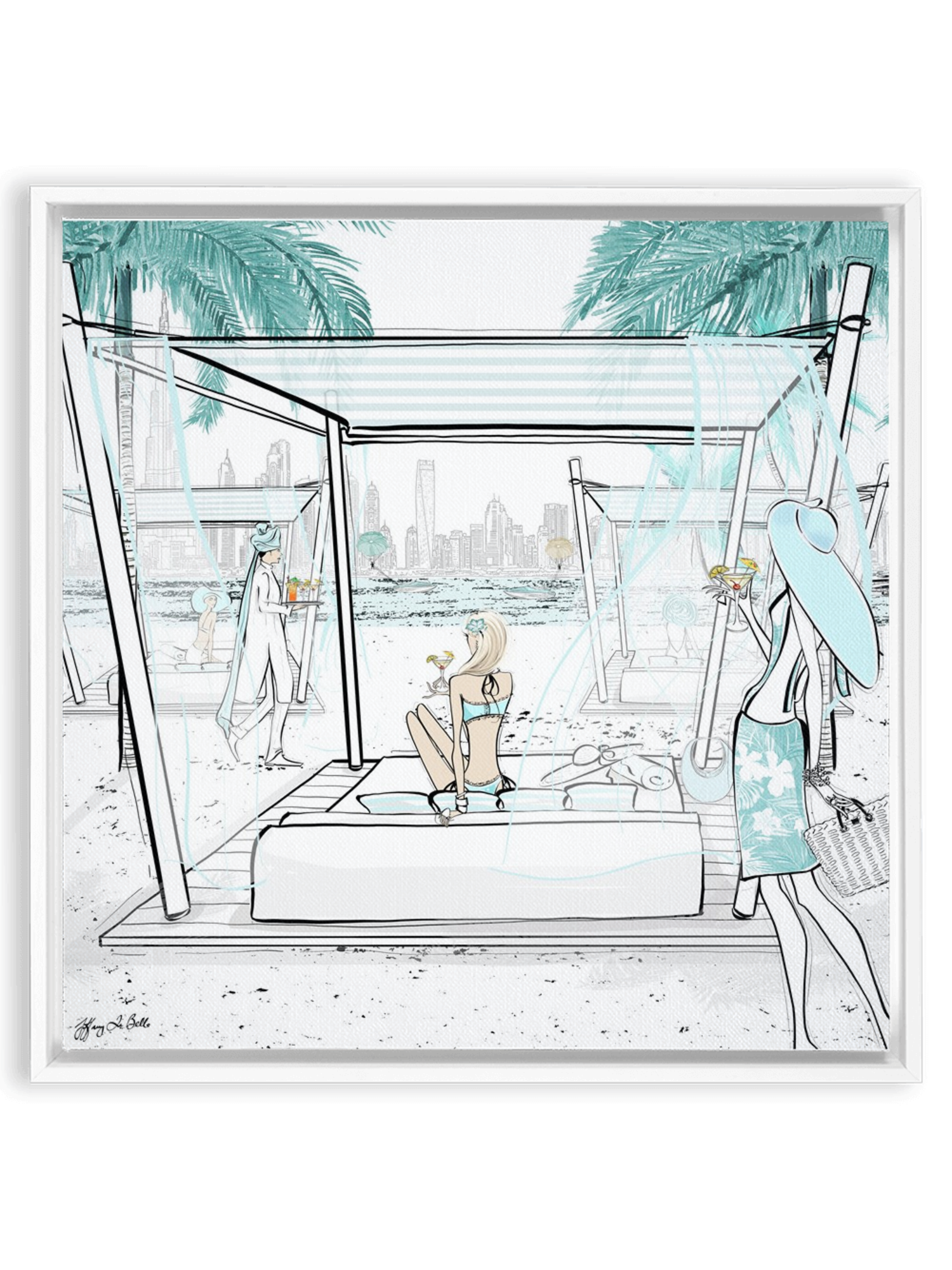 Beach Life Dubai - Illustration - Canvas Gallery Print - Unframed or Framed - Tiffany La Belle