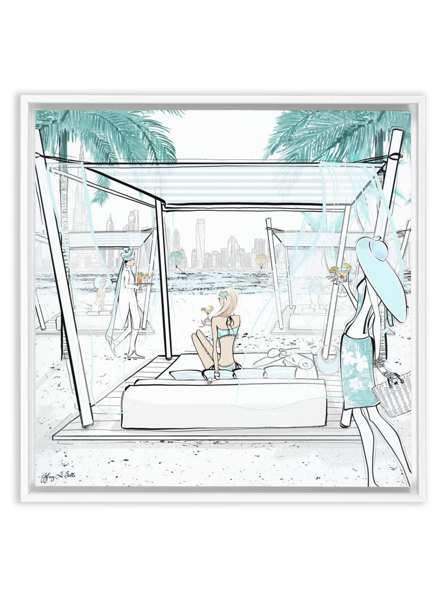 Beach Life Dubai - Illustration - Canvas Gallery Print - Unframed or Framed - Tiffany La Belle