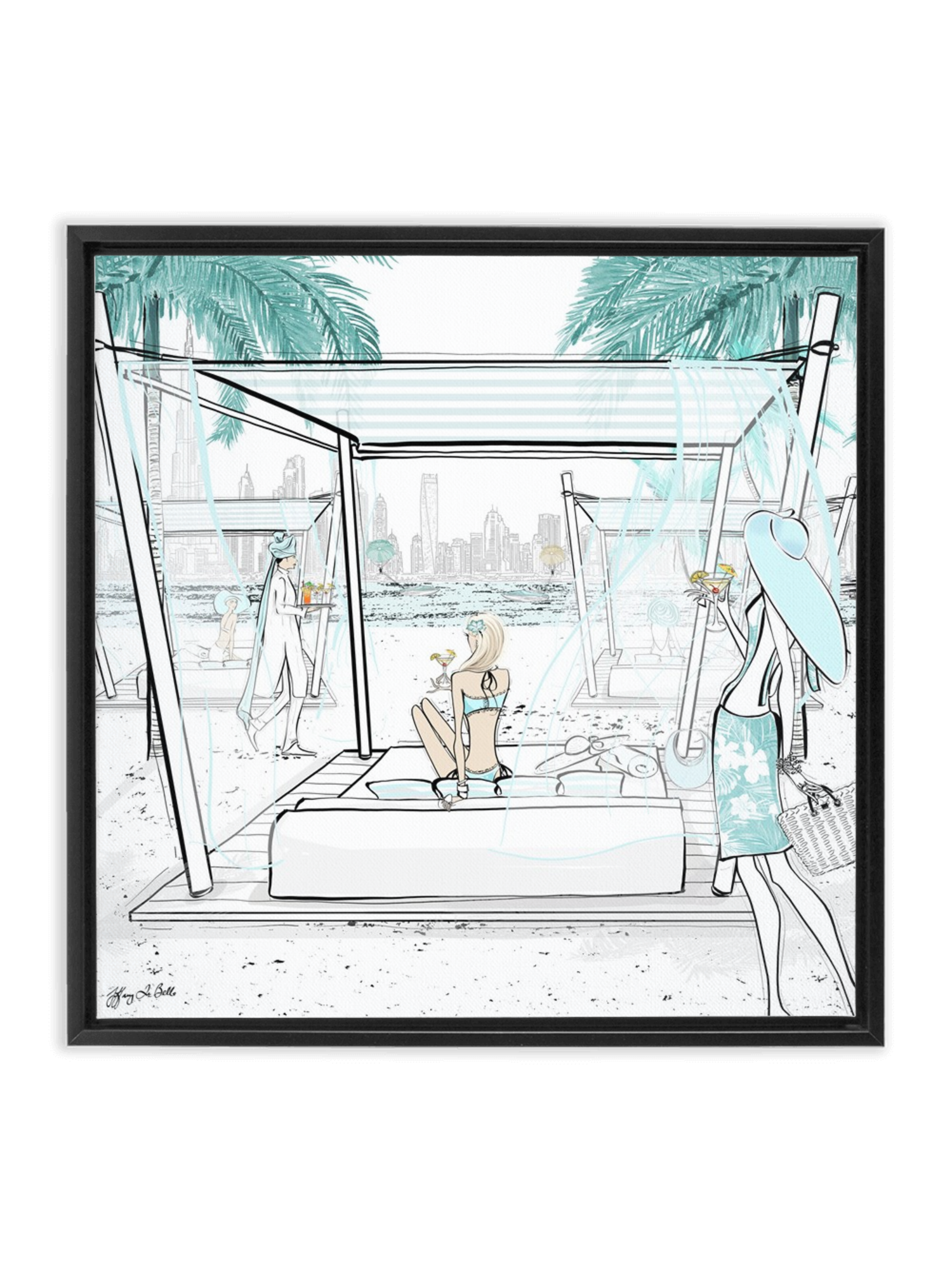 Beach Life Dubai - Illustration - Canvas Gallery Print - Unframed or Framed - Tiffany La Belle