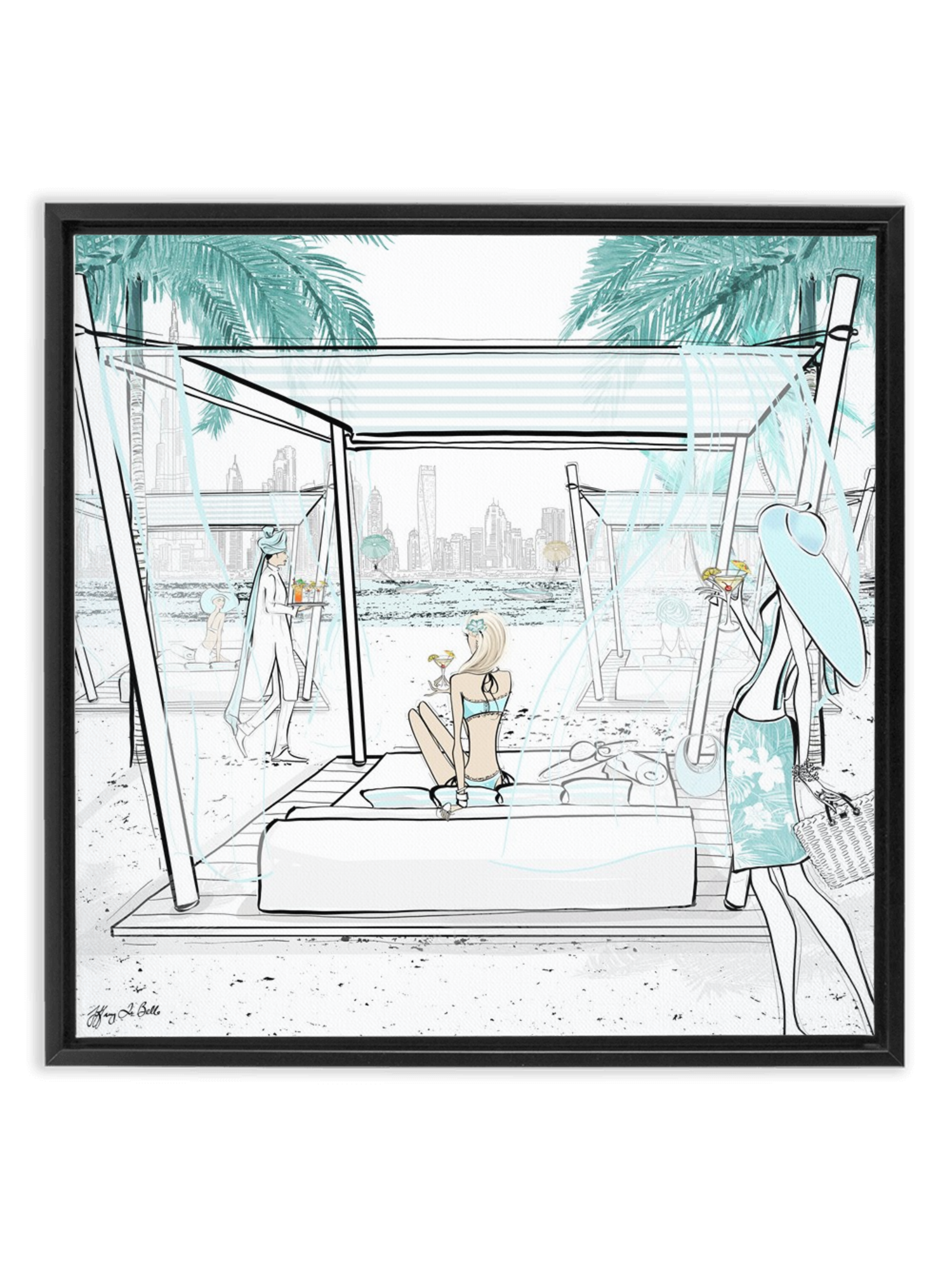 Beach Life Dubai - Illustration - Canvas Gallery Print - Unframed or Framed - Tiffany La Belle