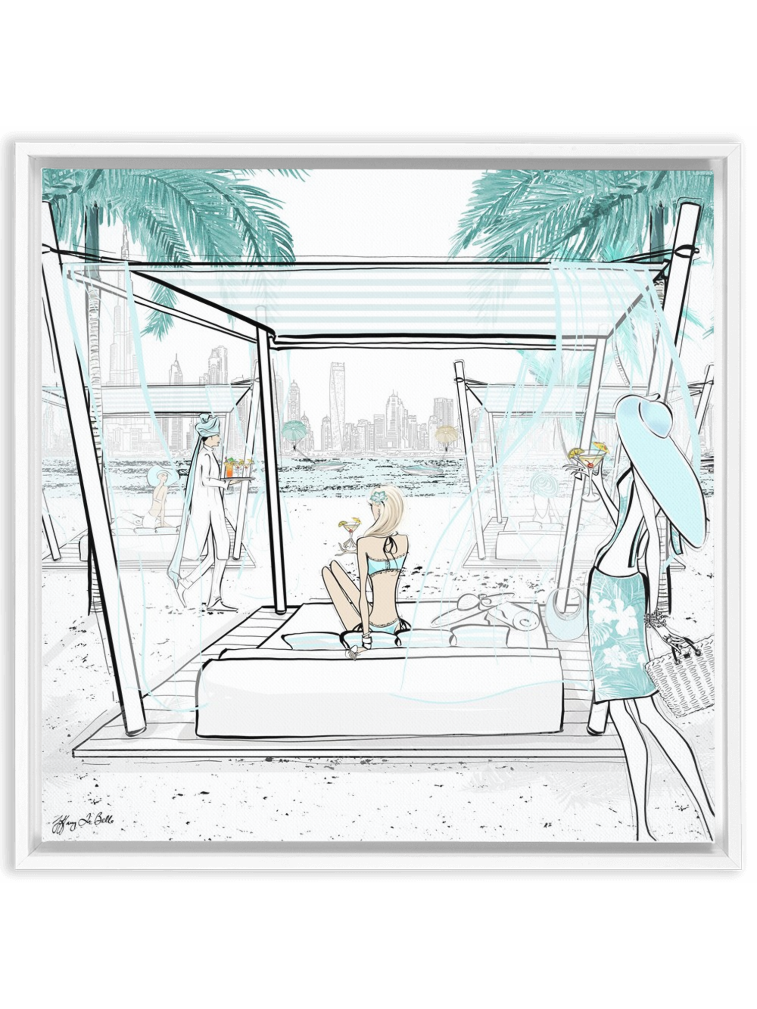 Beach Life Dubai - Illustration - Canvas Gallery Print - Unframed or Framed - Tiffany La Belle