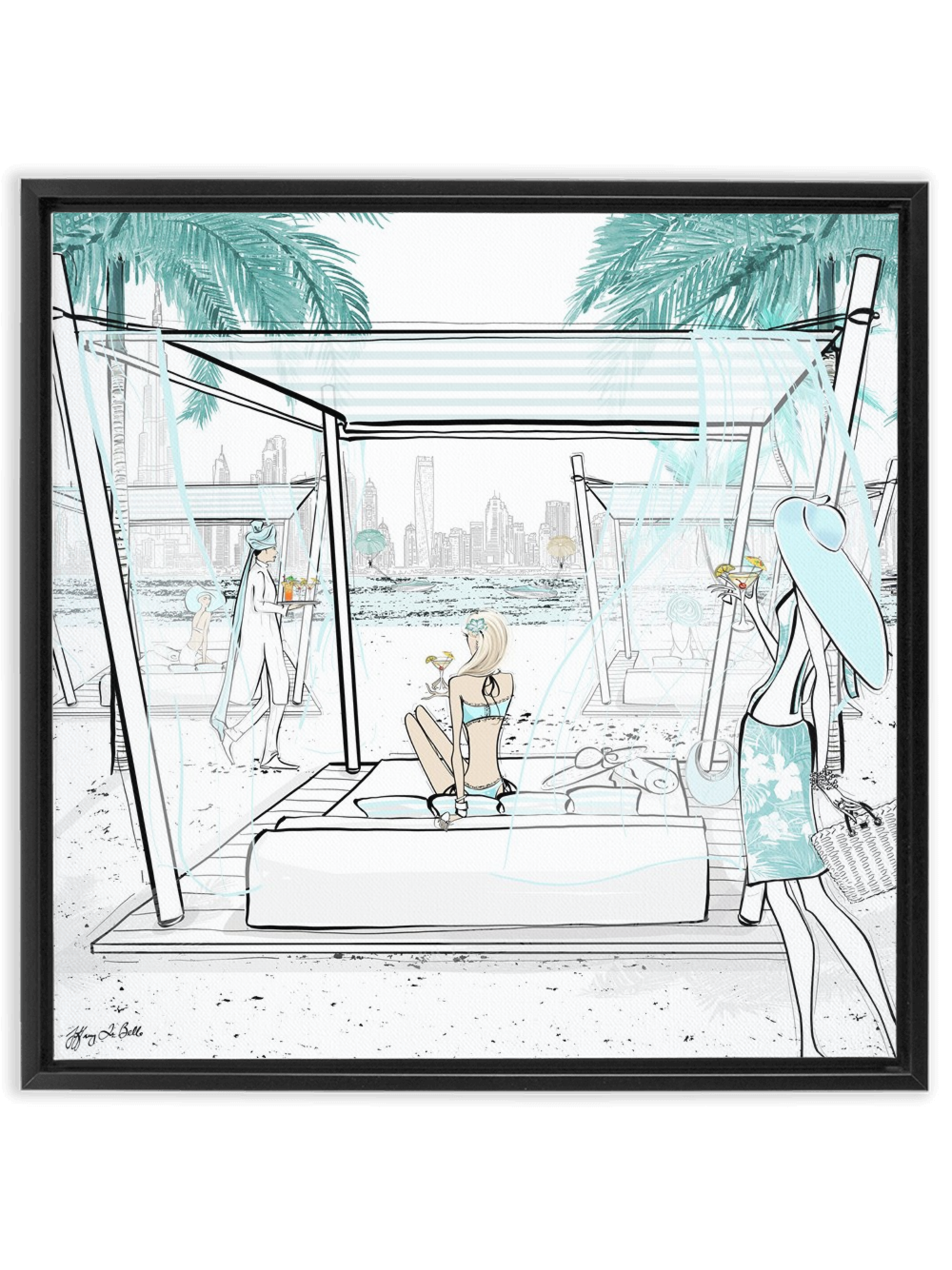 Beach Life Dubai - Illustration - Canvas Gallery Print - Unframed or Framed - Tiffany La Belle