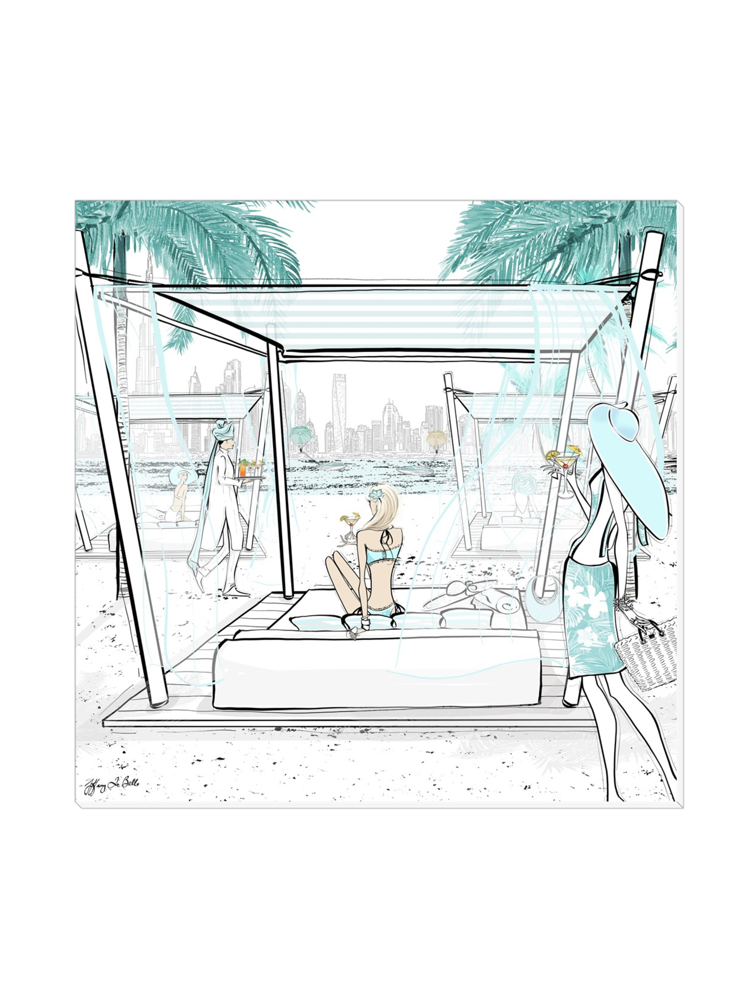 Beach Life Dubai - Illustration - Canvas Gallery Print - Unframed or Framed - Tiffany La Belle