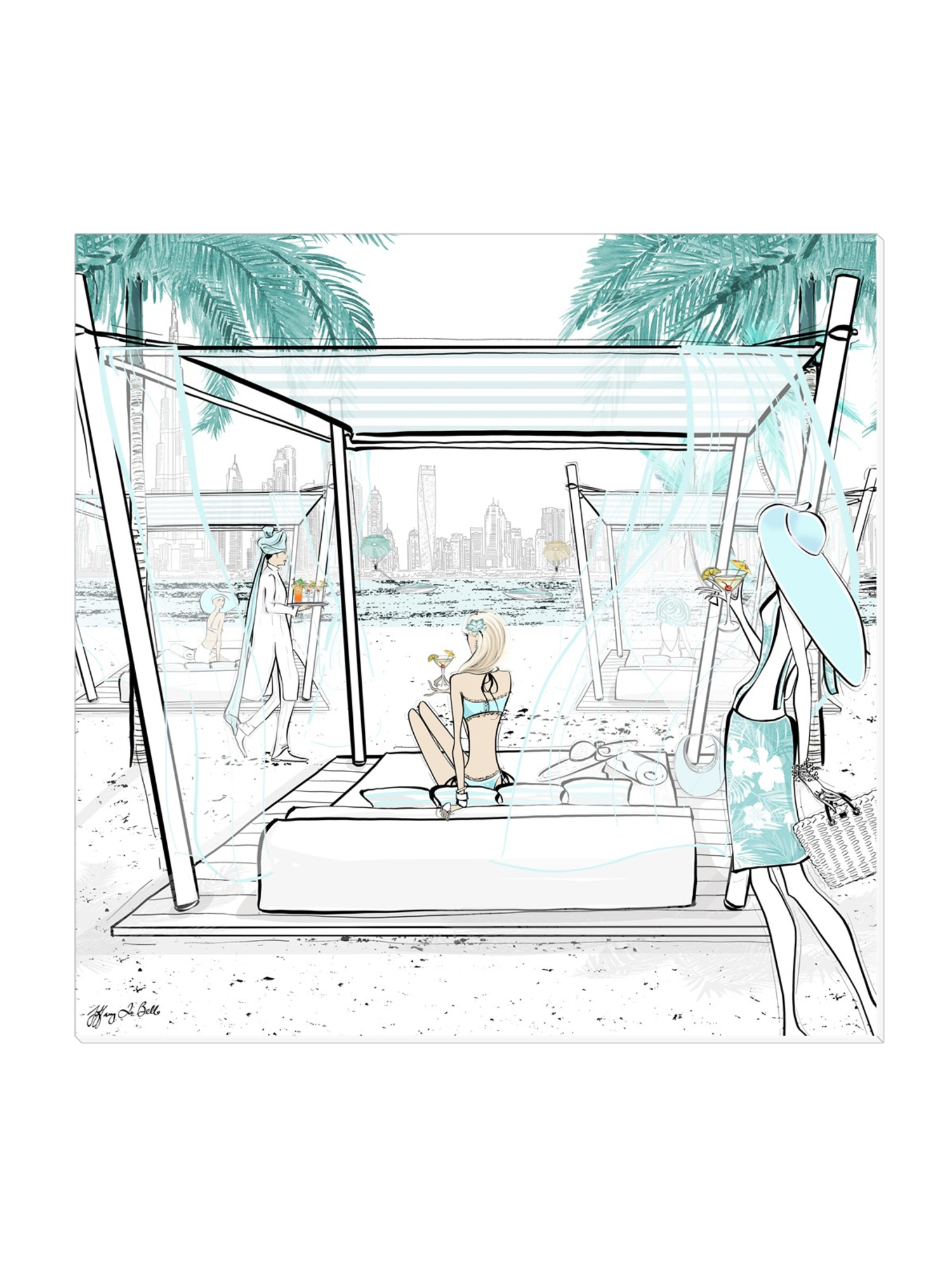 Beach Life Dubai - Illustration - Canvas Gallery Print - Unframed or Framed - Tiffany La Belle