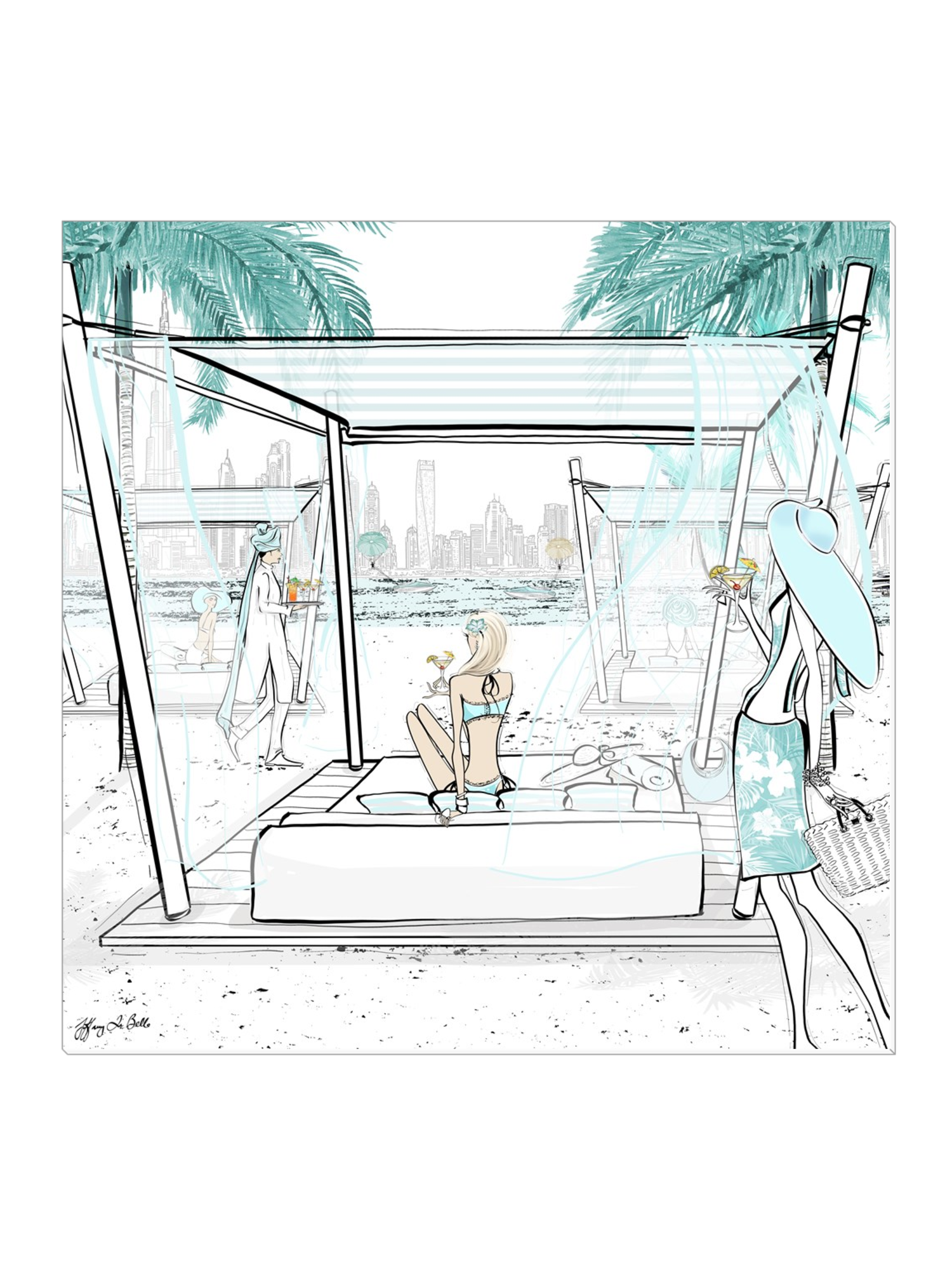 Beach Life Dubai - Illustration - Canvas Gallery Print - Unframed or Framed - Tiffany La Belle
